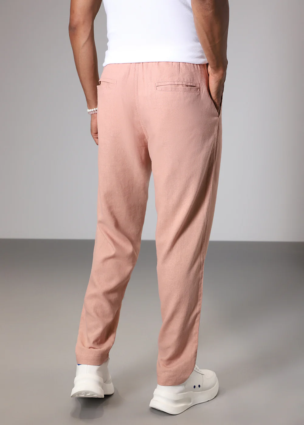 Peach Comfort Fit Linen Pant - Image 4