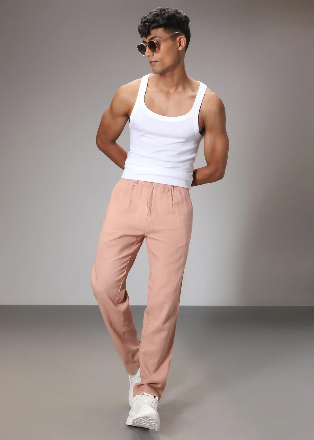 Peach Comfort Fit Linen Pant - Image 5