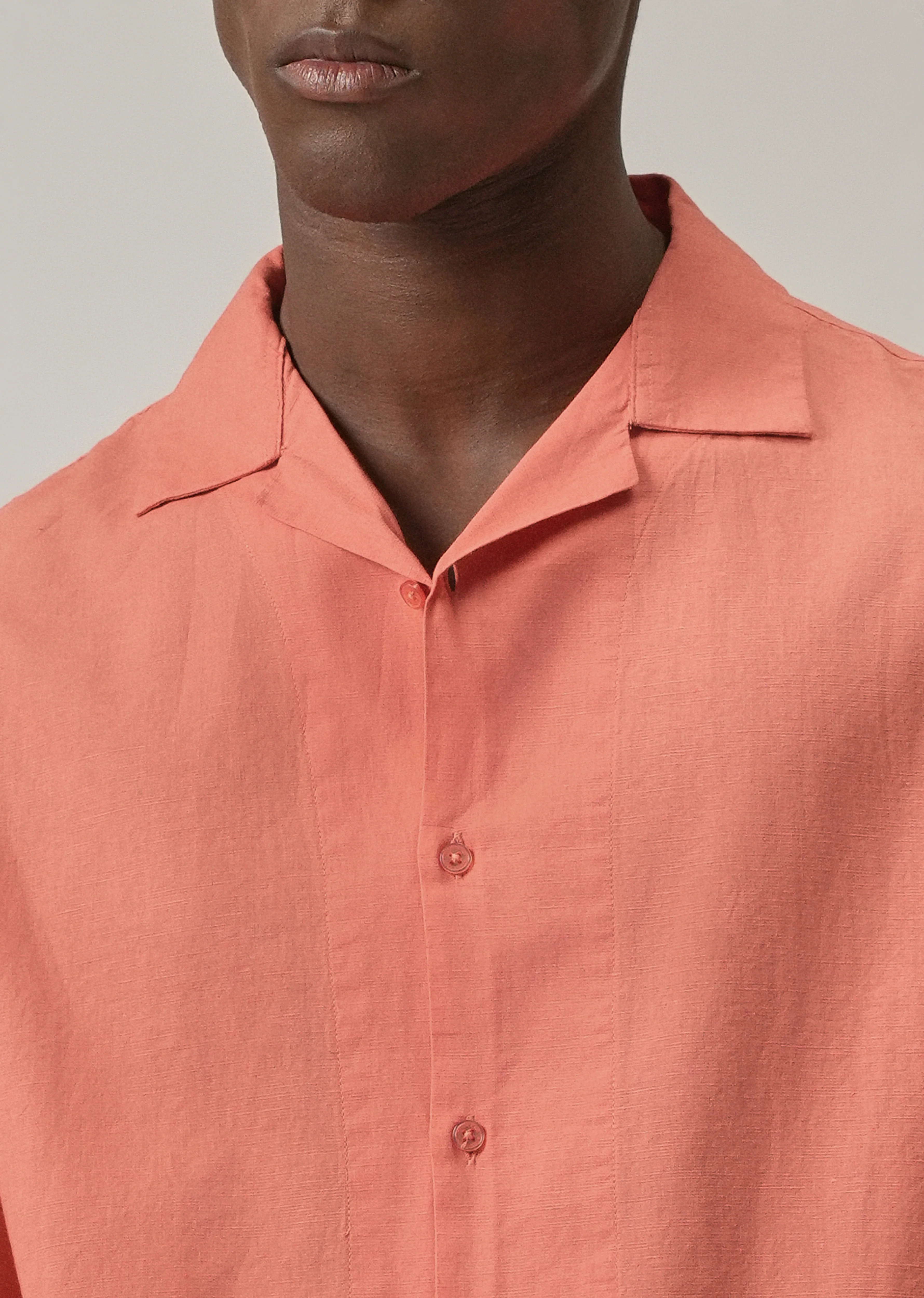 Peach Cotton Linen Shirt - Image 5