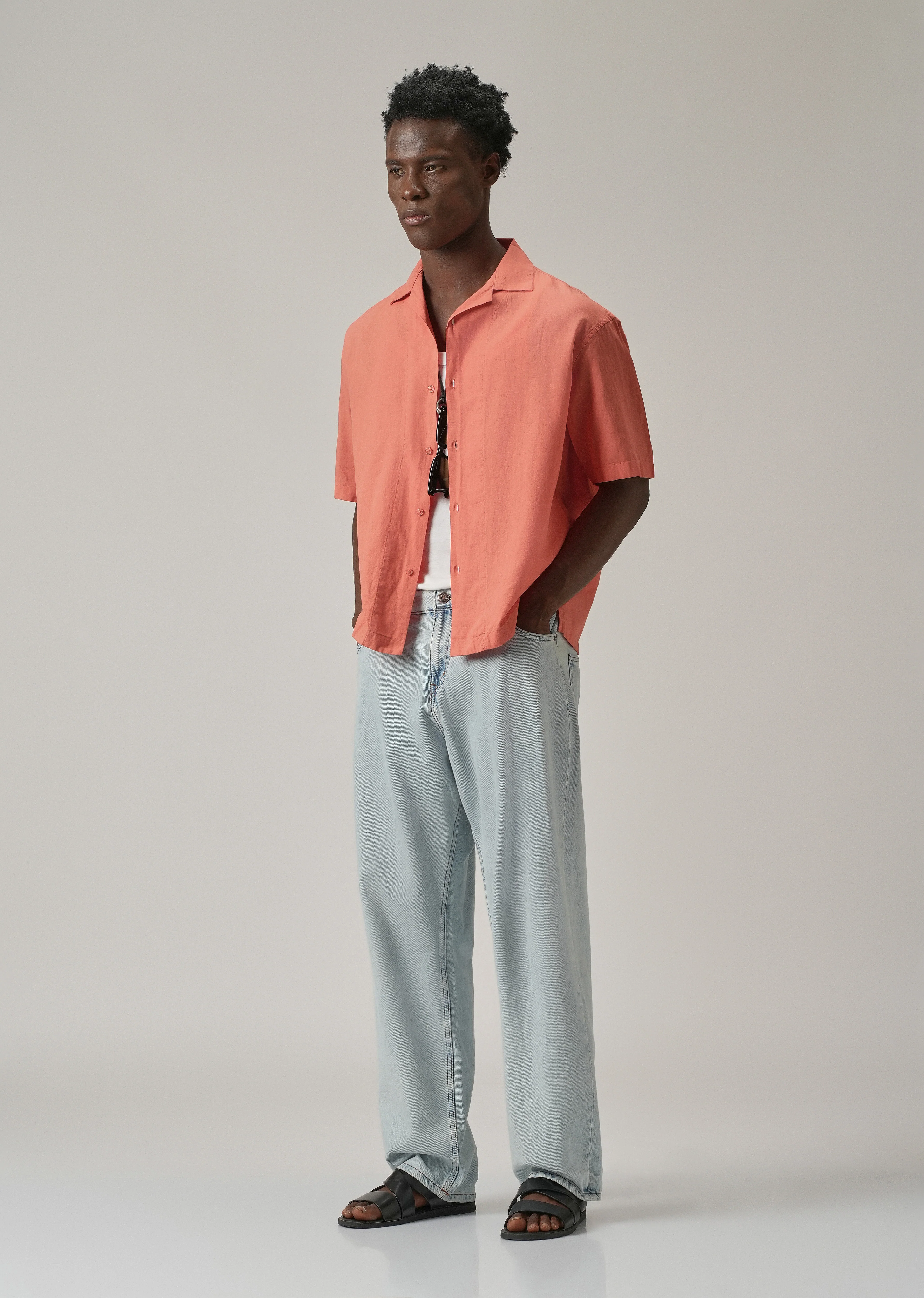 Peach Cotton Linen Shirt - Image 6