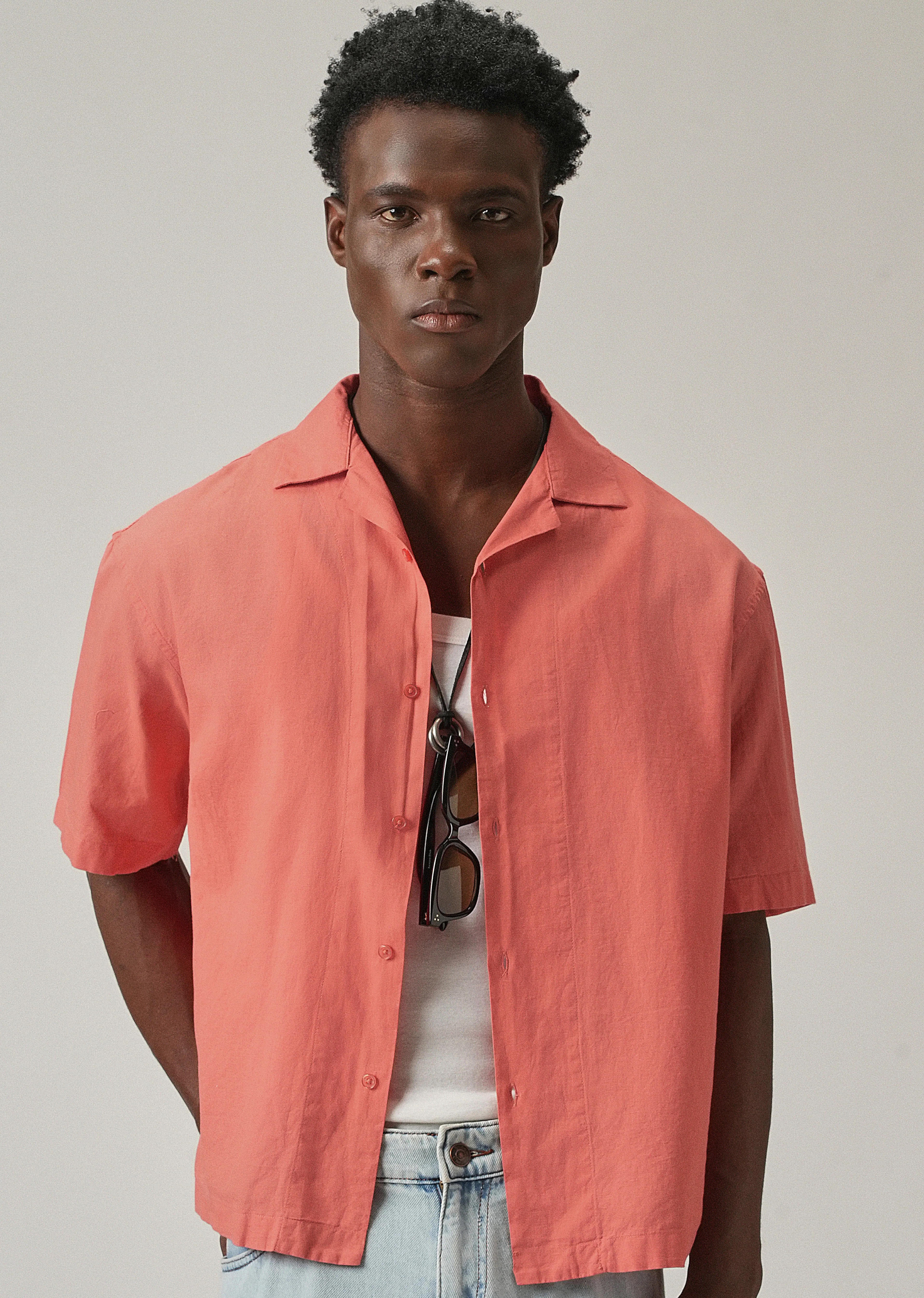 Peach Cotton Linen Shirt - Image 7
