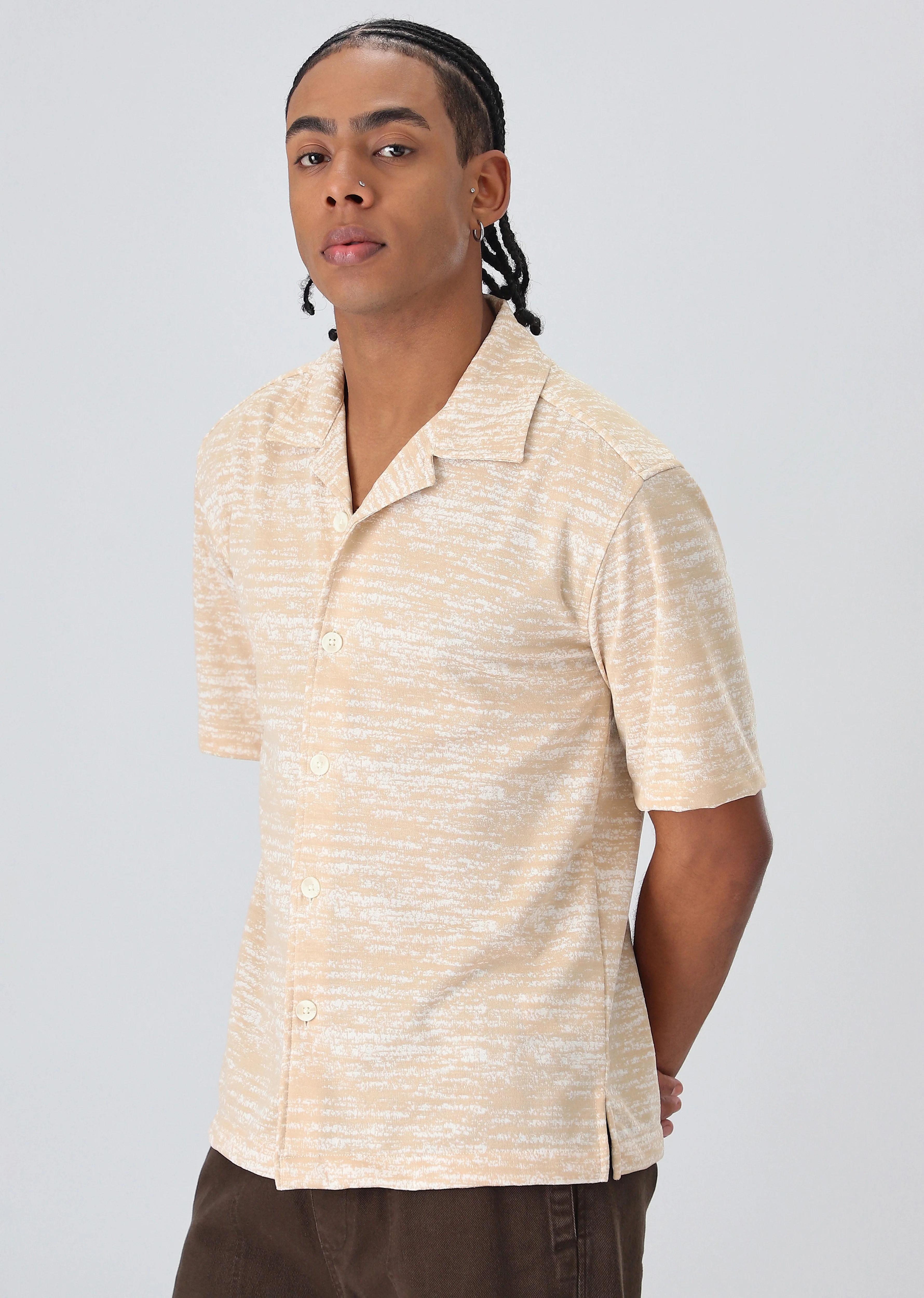 Peach Knitted Half Sleeves Shirt - Image 5