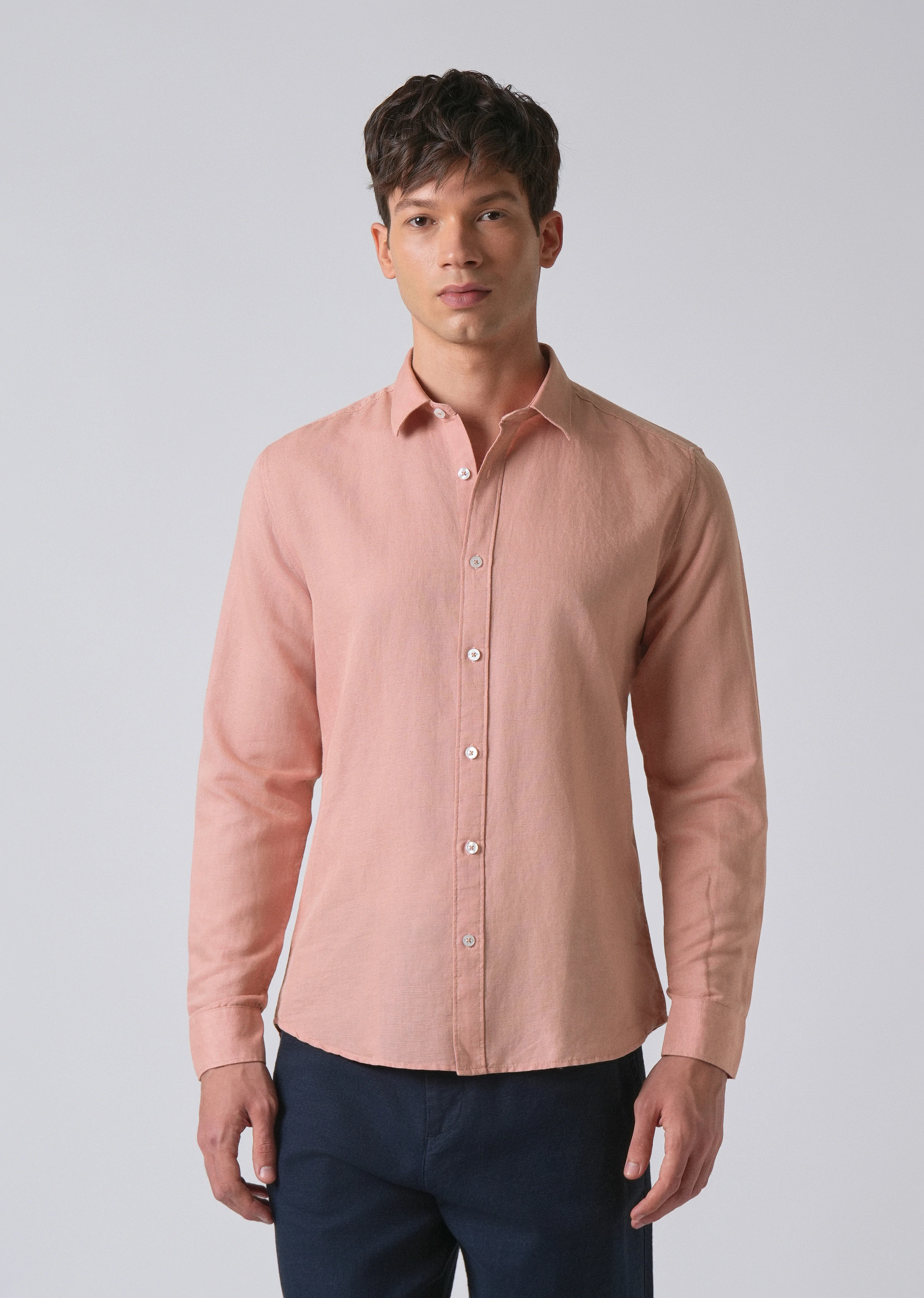 Peach Linen Shirt - Image 3