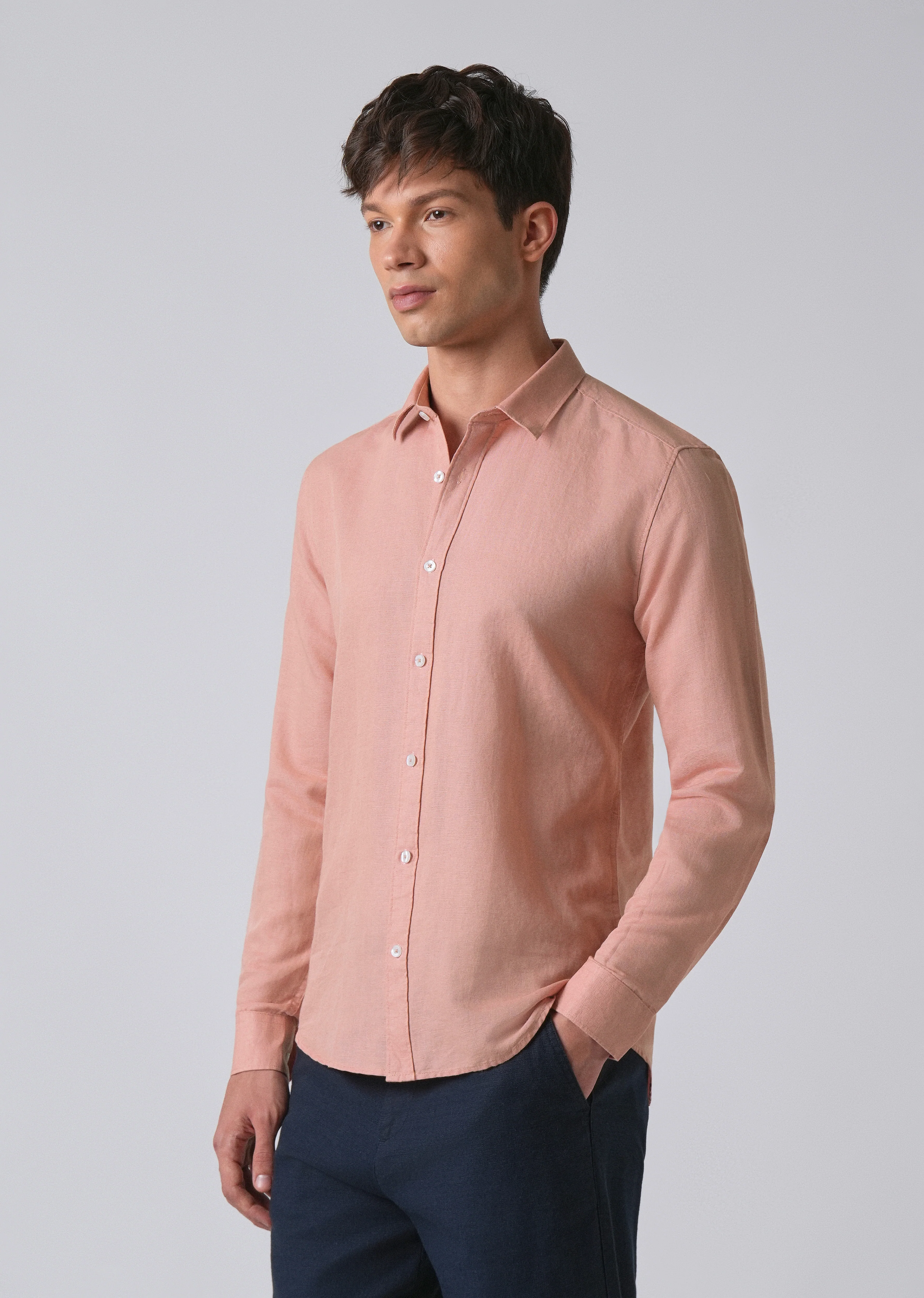 Peach Linen Shirt - Image 4
