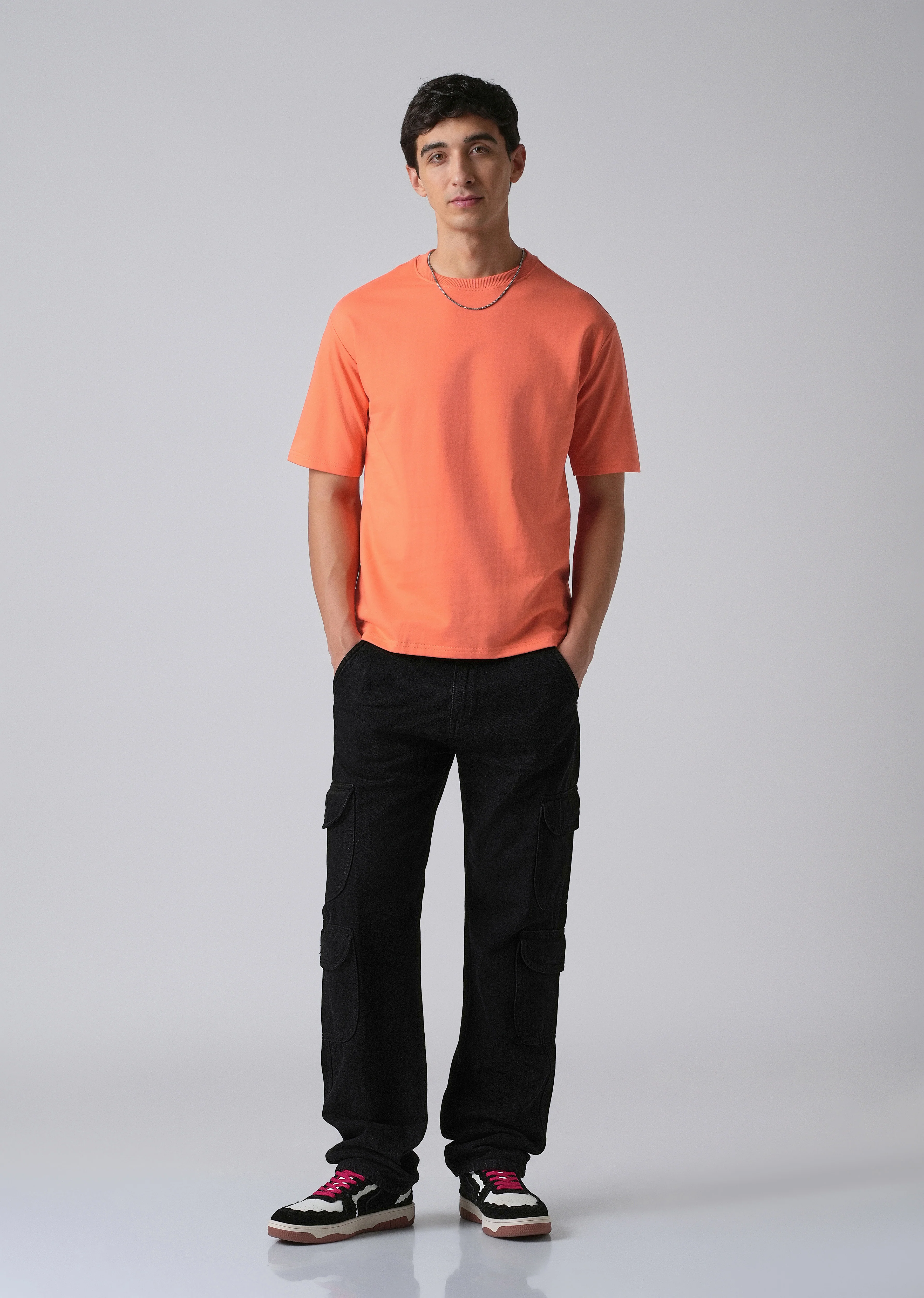 Peach Orange Basic Relaxed Fit T-shirt - Image 6