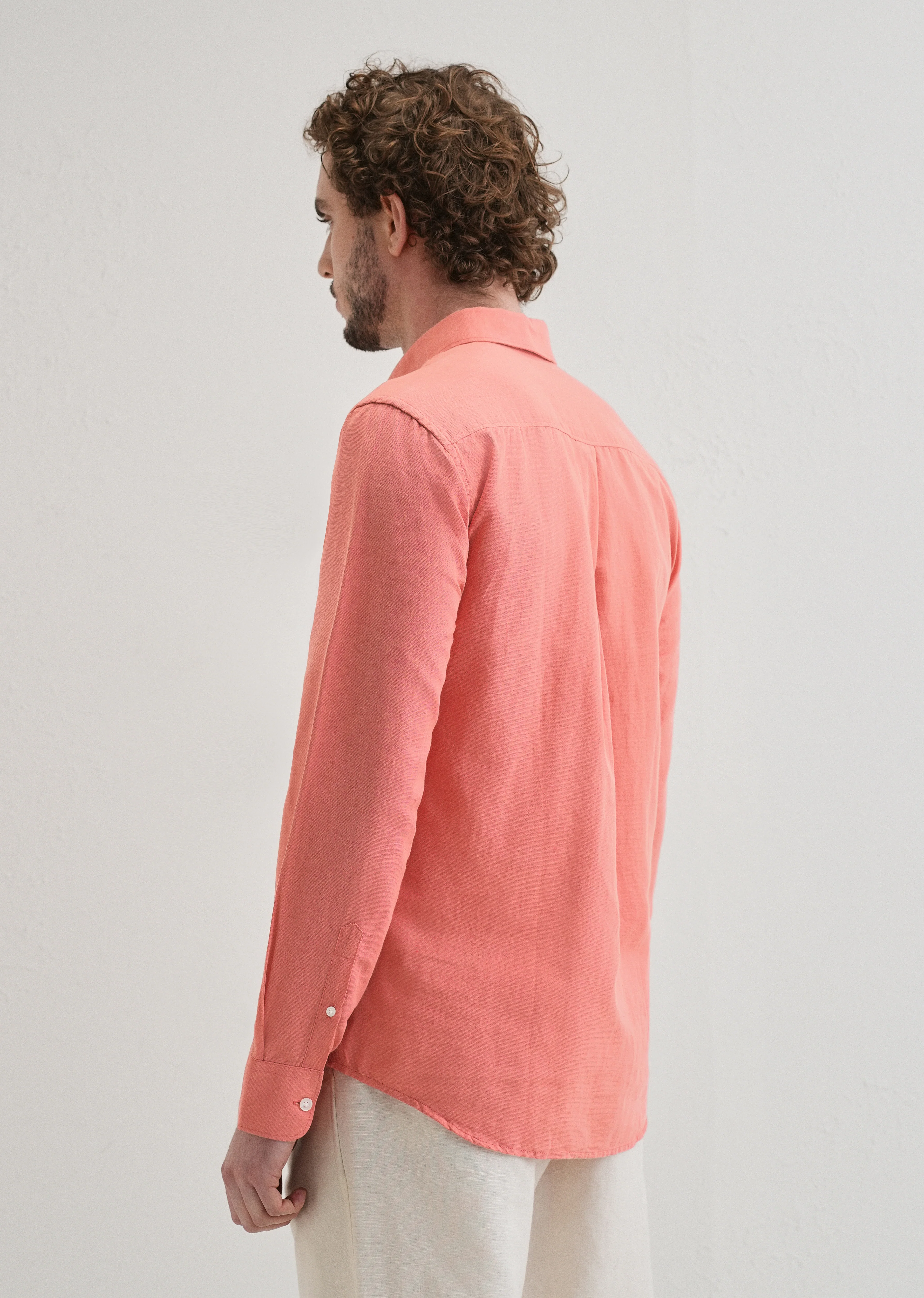 Peach Pink Cotton Linen Shirt - Image 2