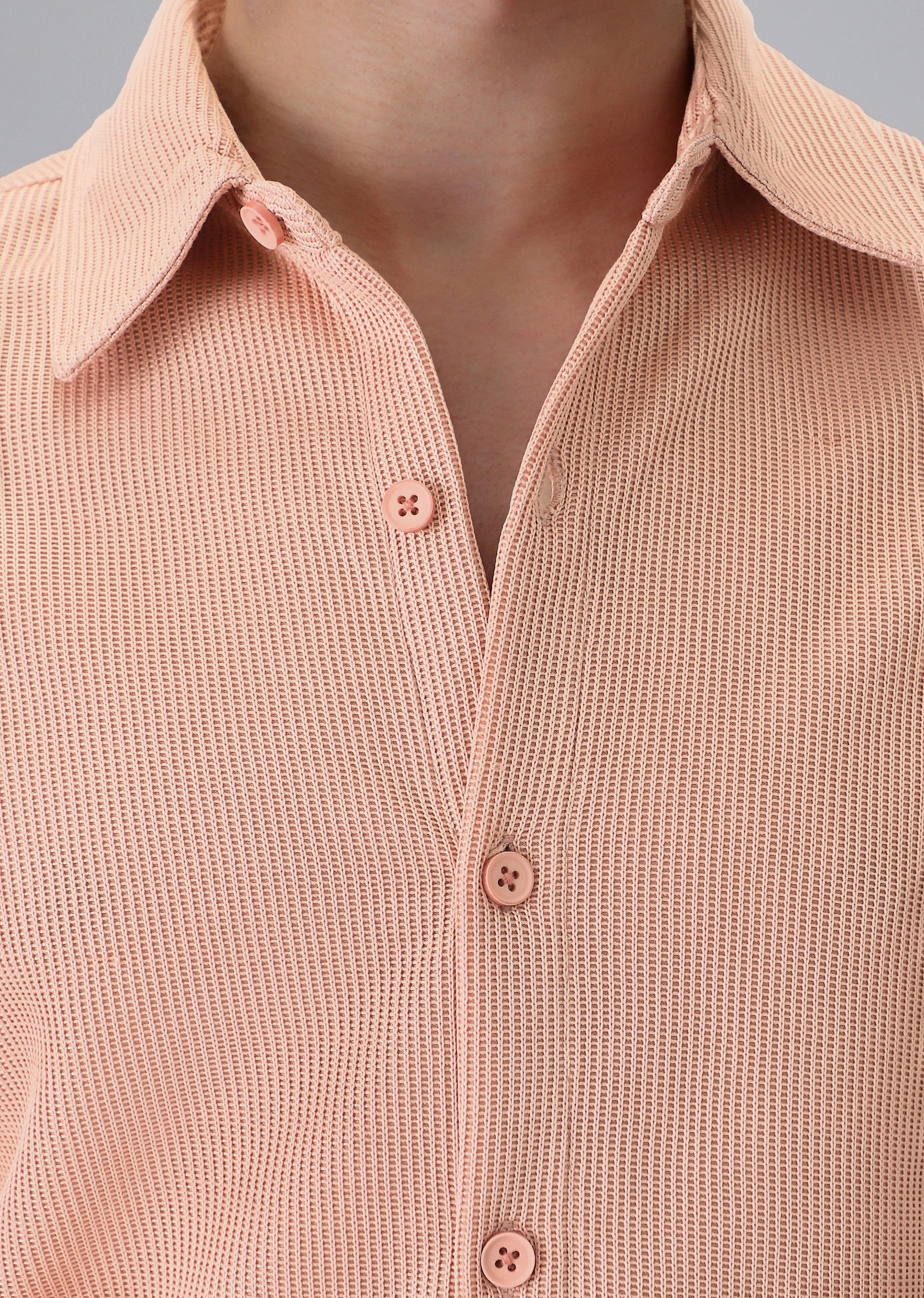 Peach Plain Knitted Shirt - Image 5