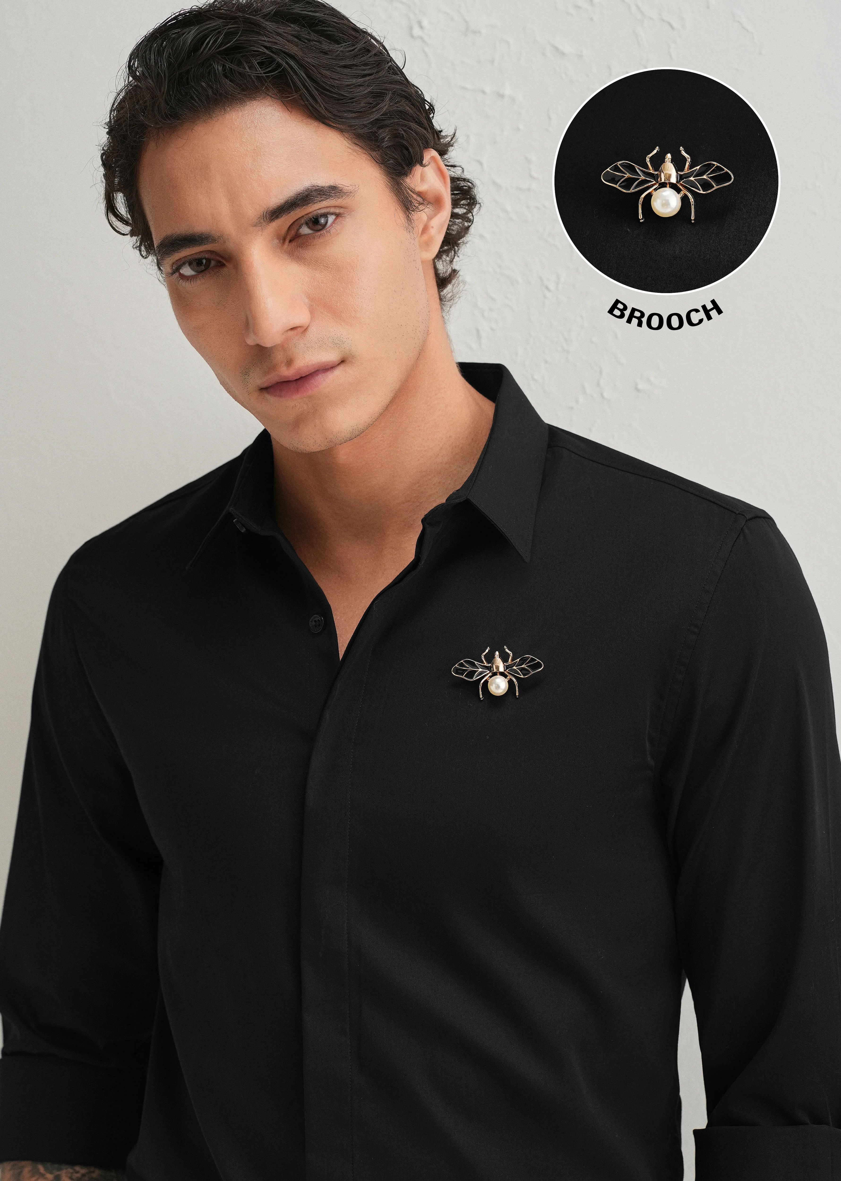 Pearl Bee Embellished Black Designer Shirt - Image 7