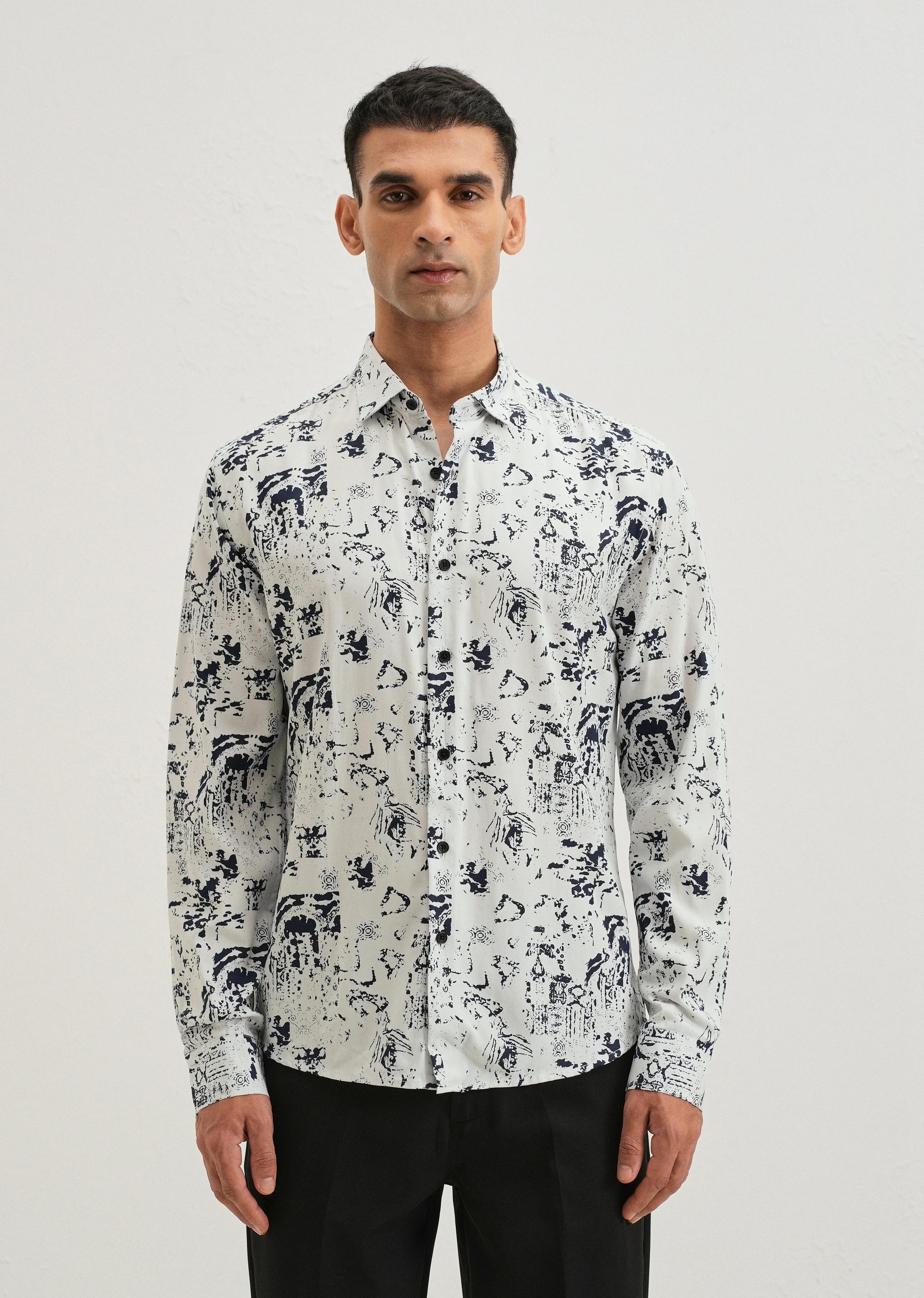 Pearl White Abstract Printed Shirt - Image 3