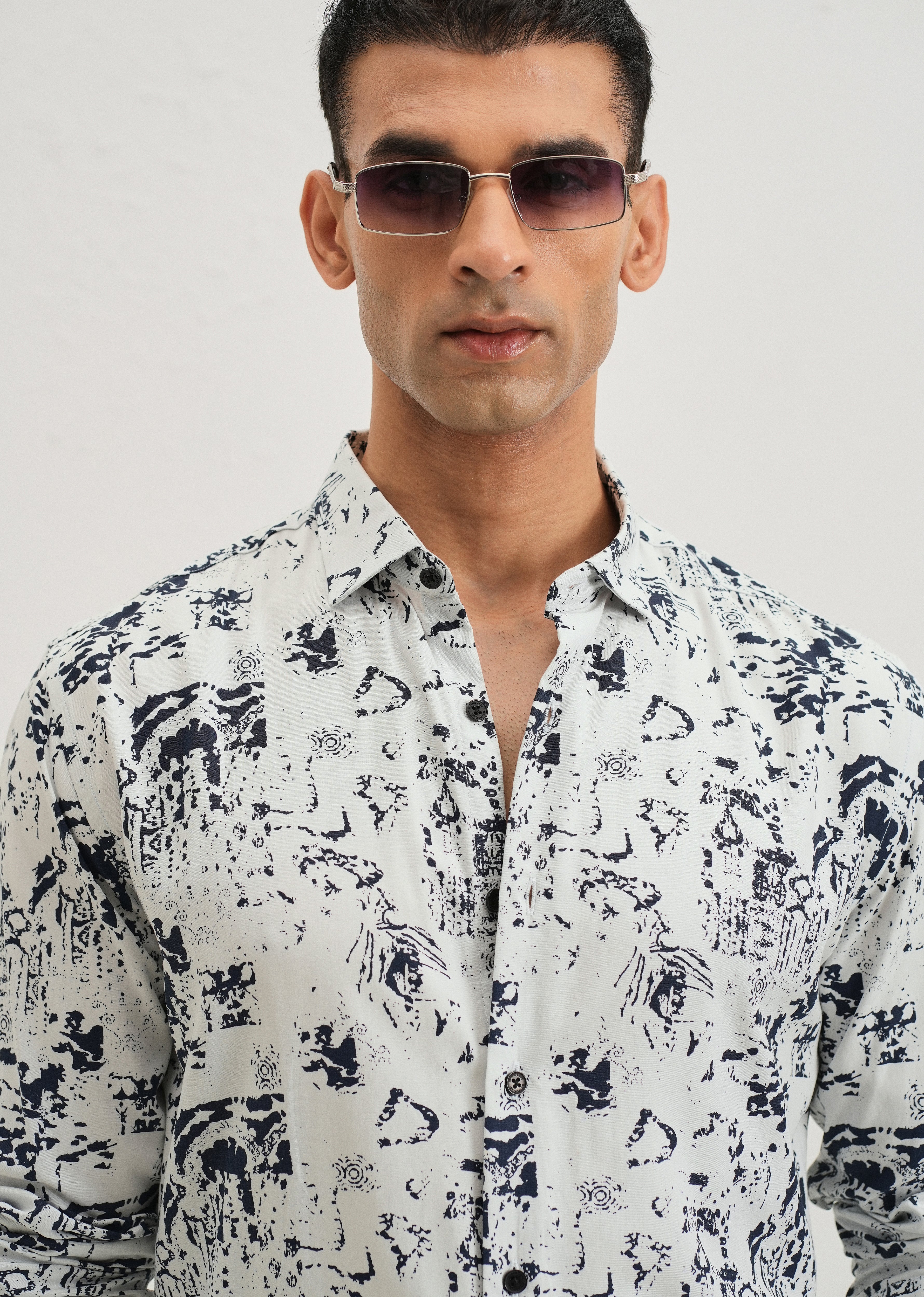 Pearl White Abstract Printed Shirt - Image 5