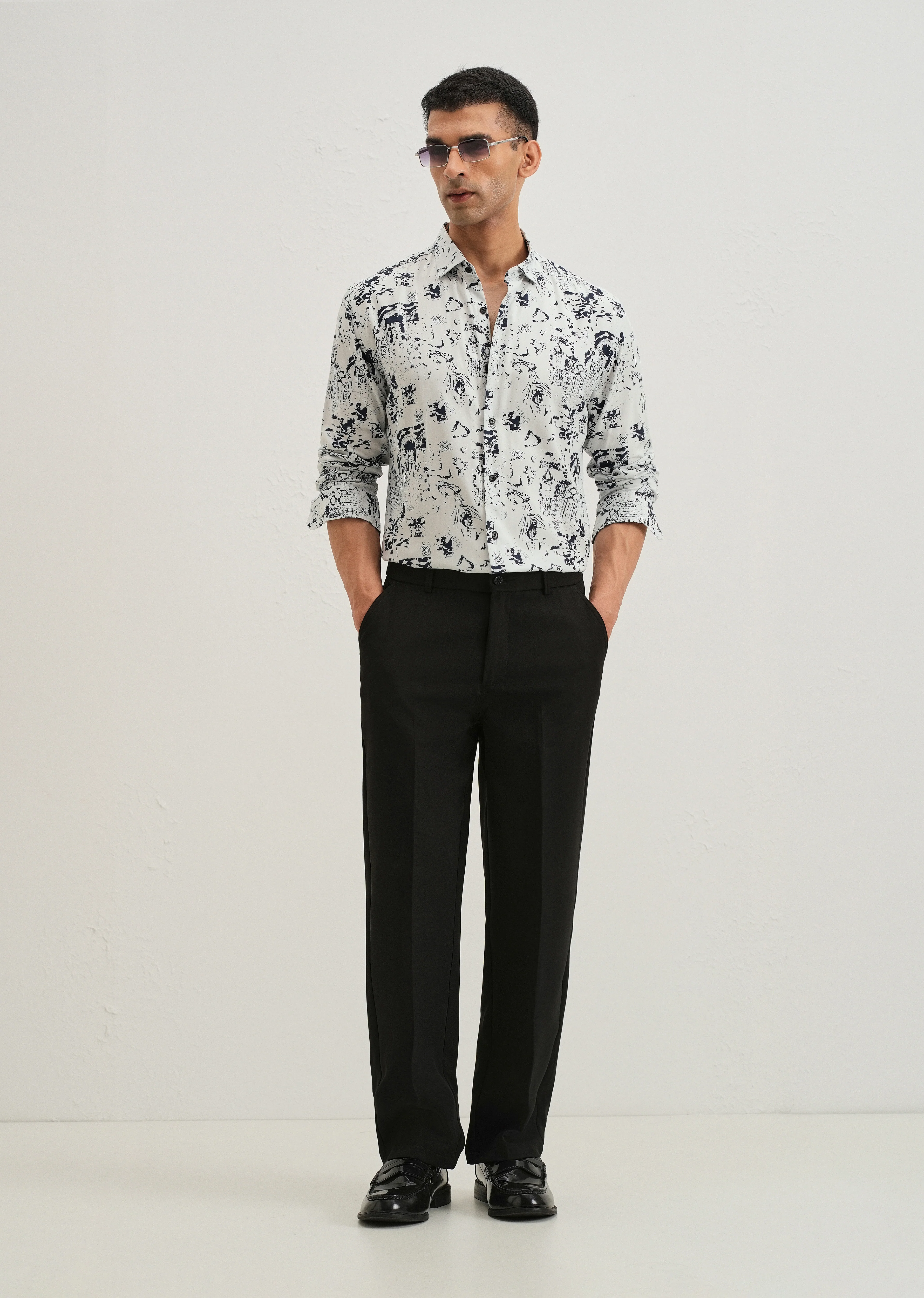 Pearl White Abstract Printed Shirt - Image 6