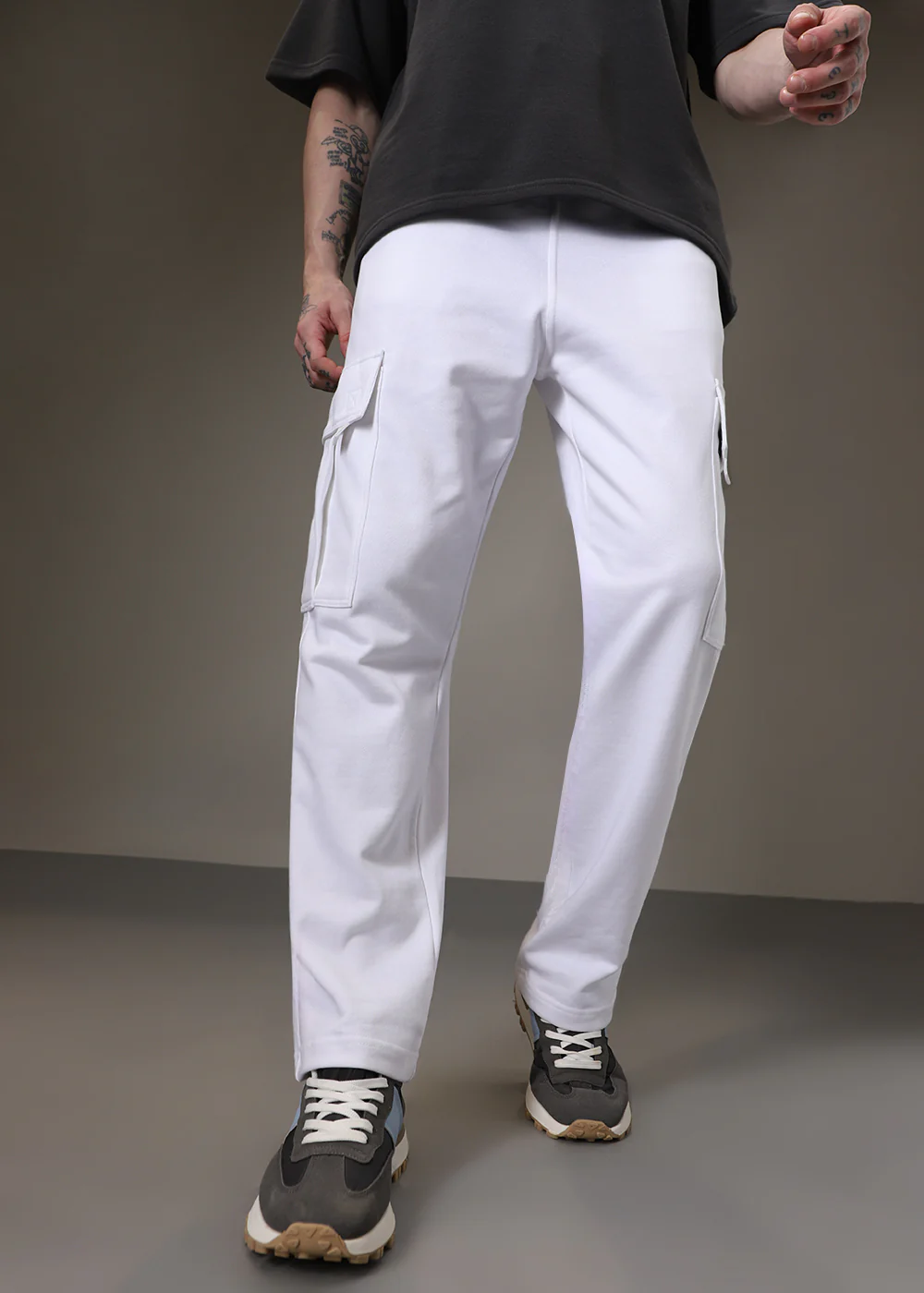 Pearl White Cargo Joggers - Image 5
