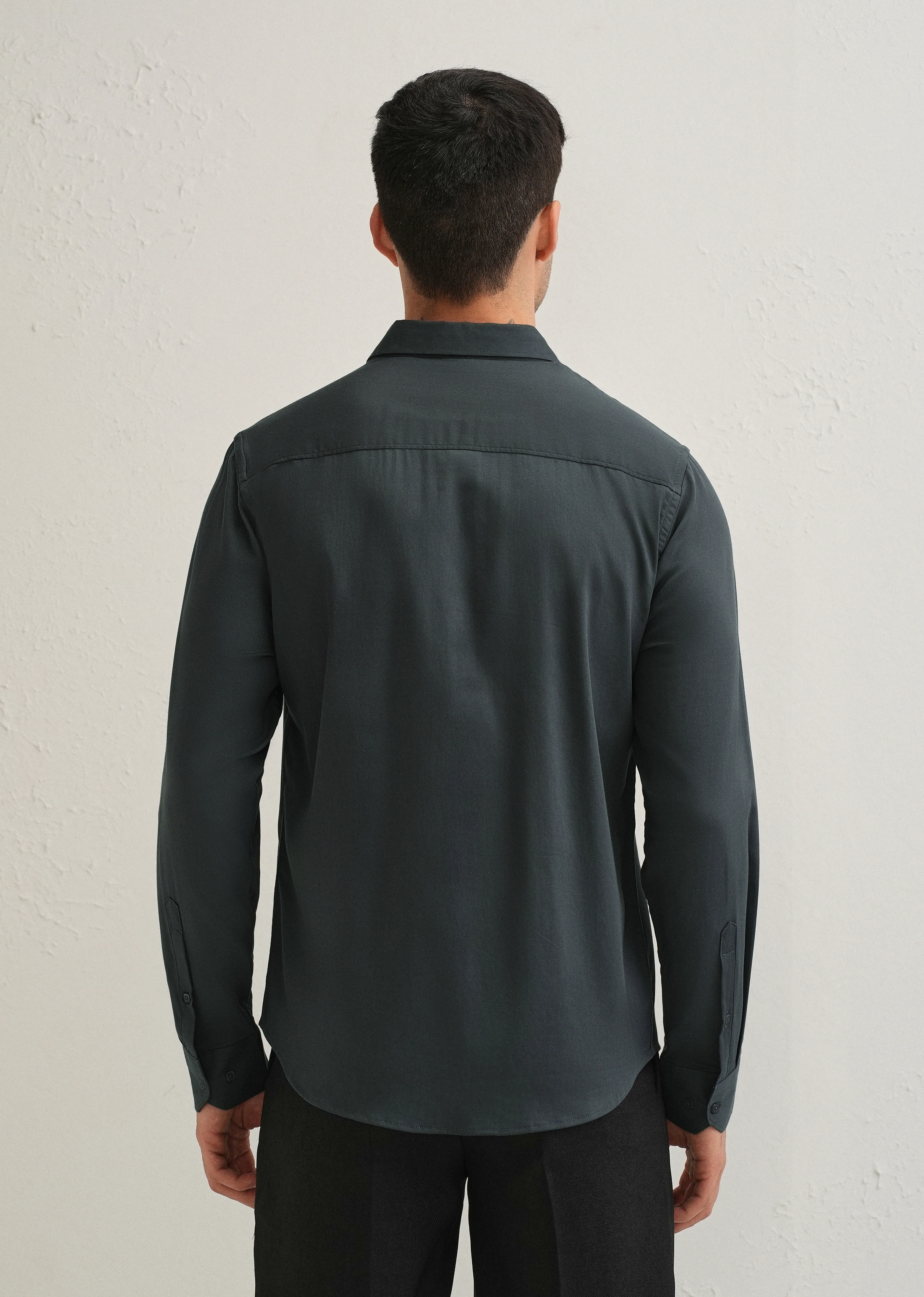 Pebble Grey Front Panel Open Pleat Shirt - Image 2