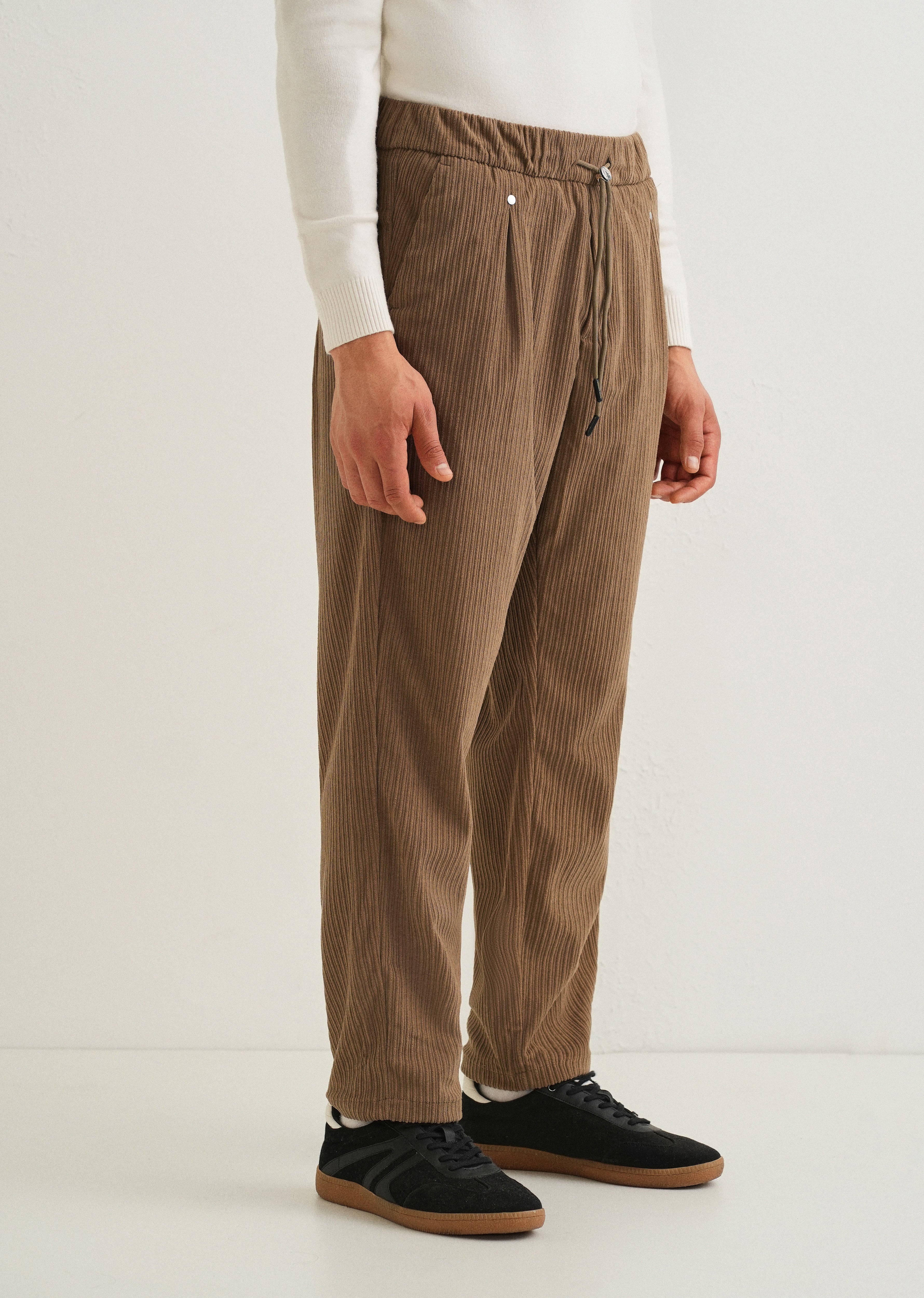 Peru Brown Drawstring Corduroy Pant - Image 4