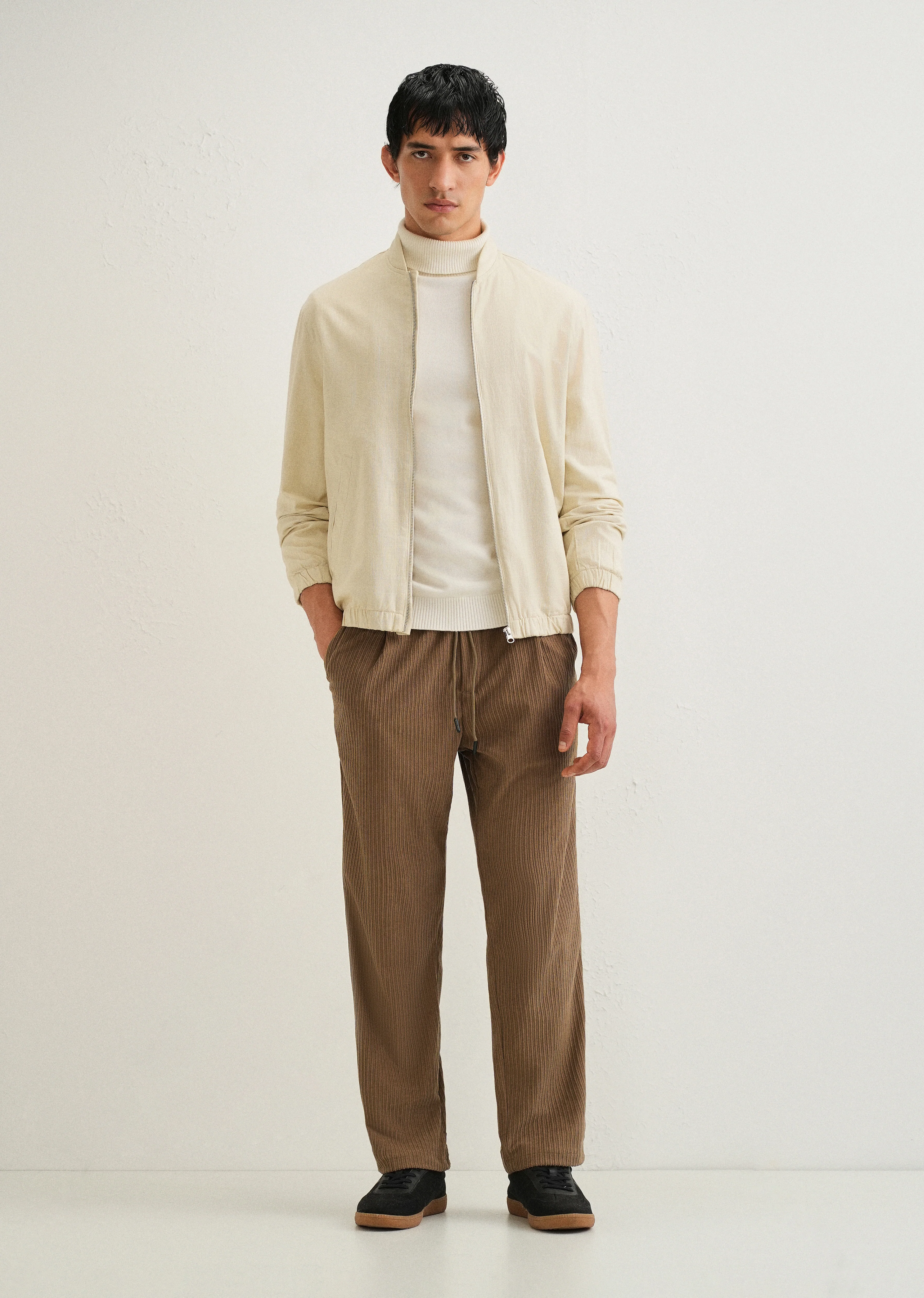 Peru Brown Drawstring Corduroy Pant - Image 6