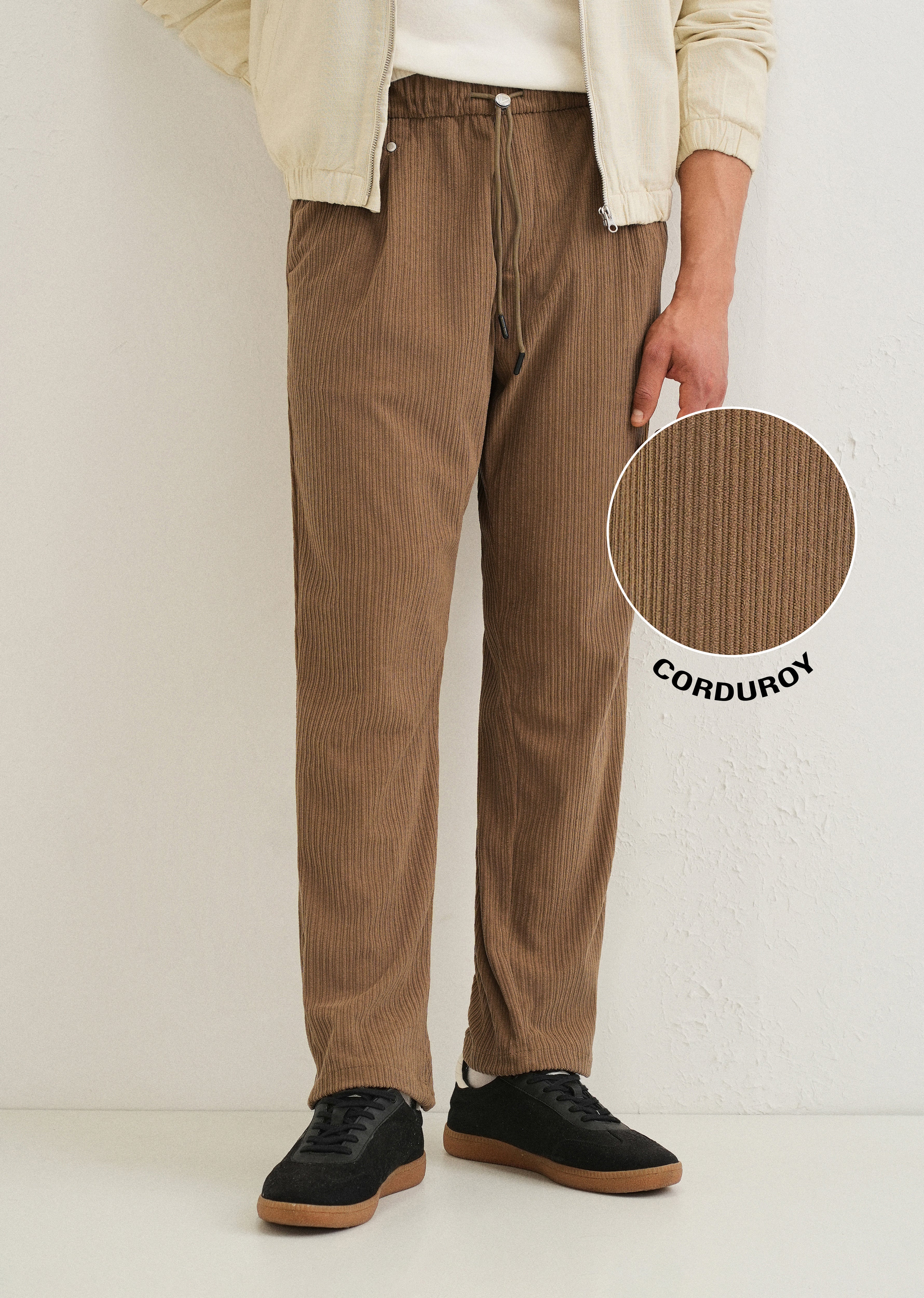 Peru Brown Drawstring Corduroy Pant - Image 7