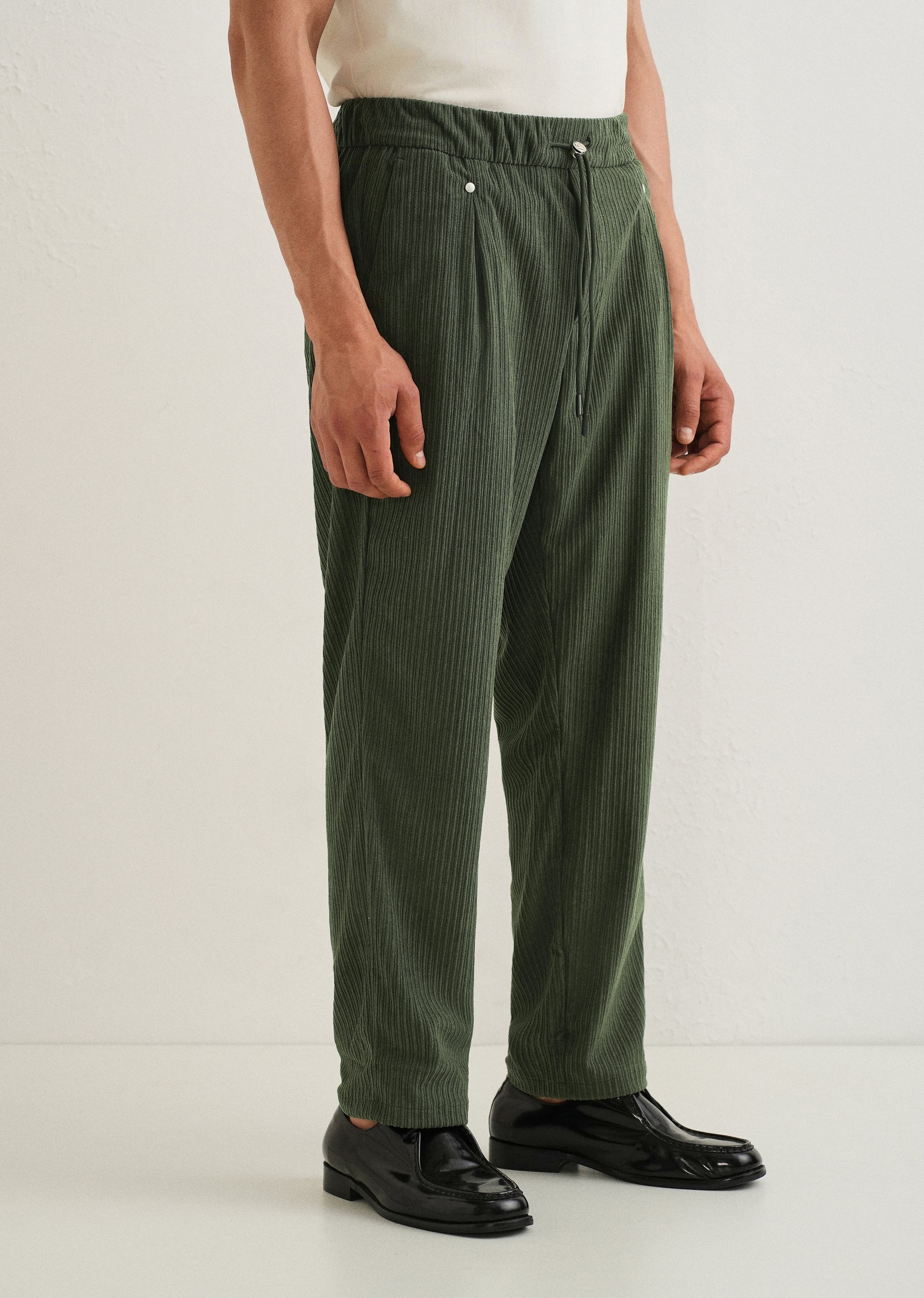 Pine Green Drawstring Corduroy Pant - Image 4