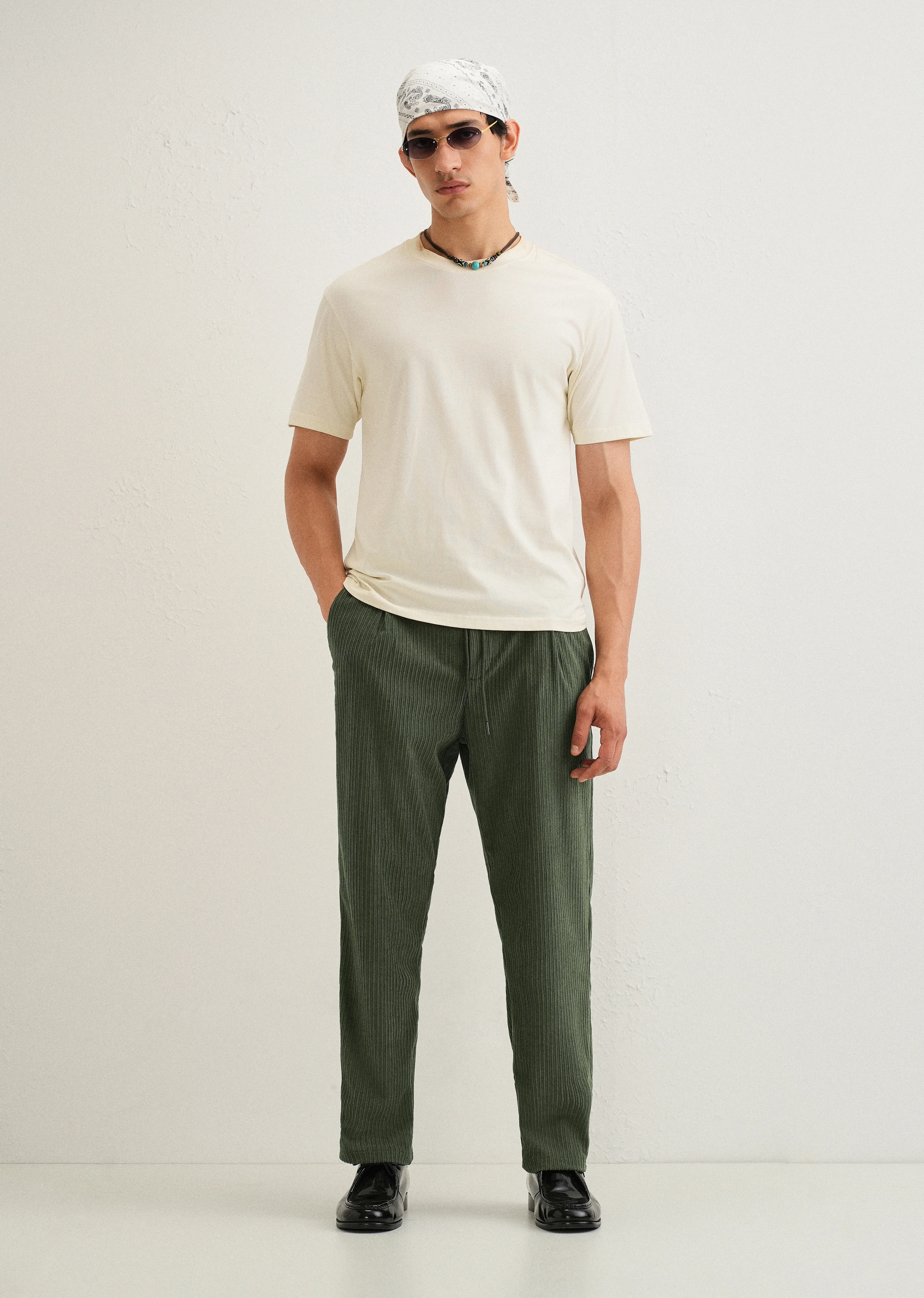 Pine Green Drawstring Corduroy Pant - Image 6