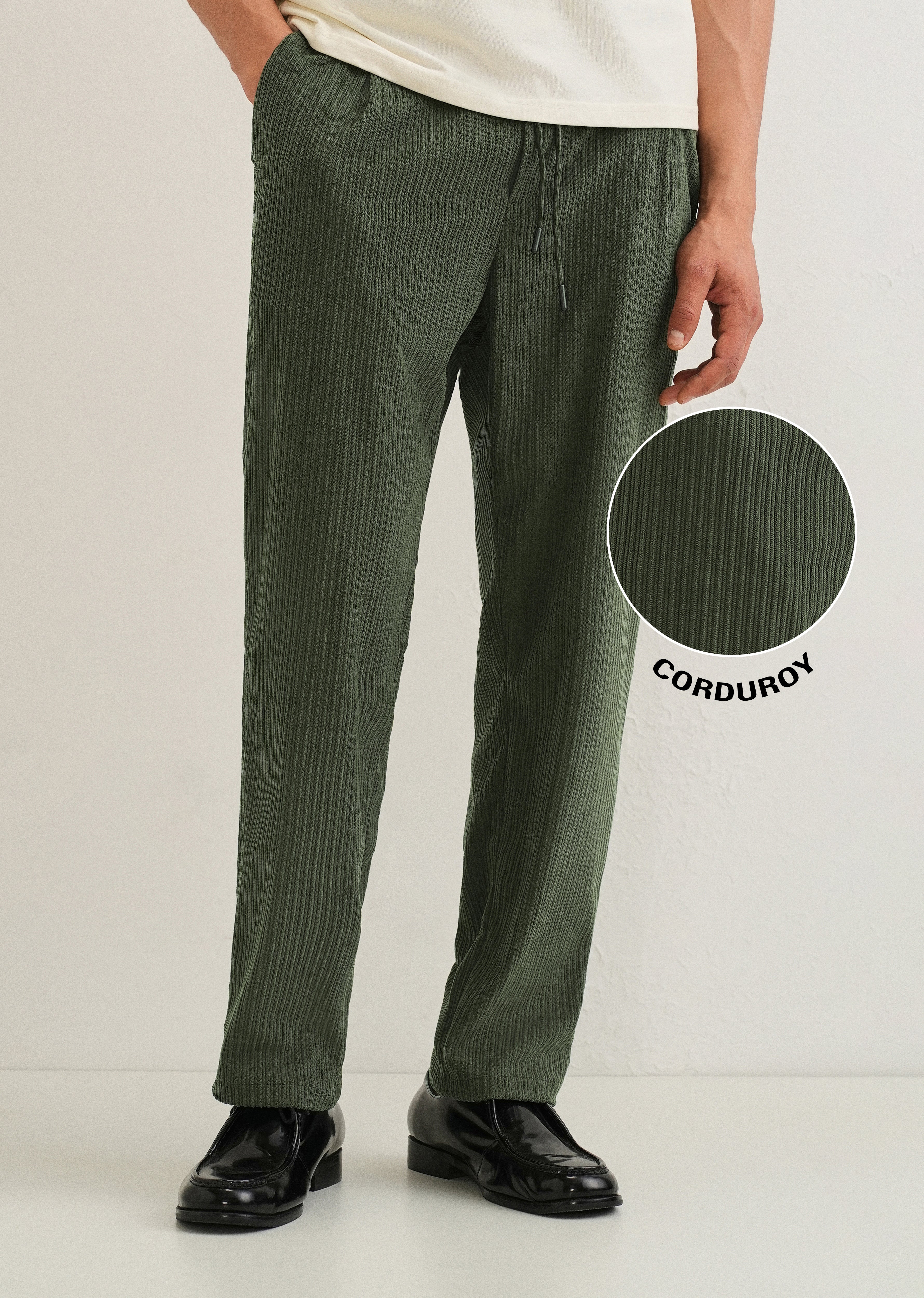 Pine Green Drawstring Corduroy Pant - Image 7