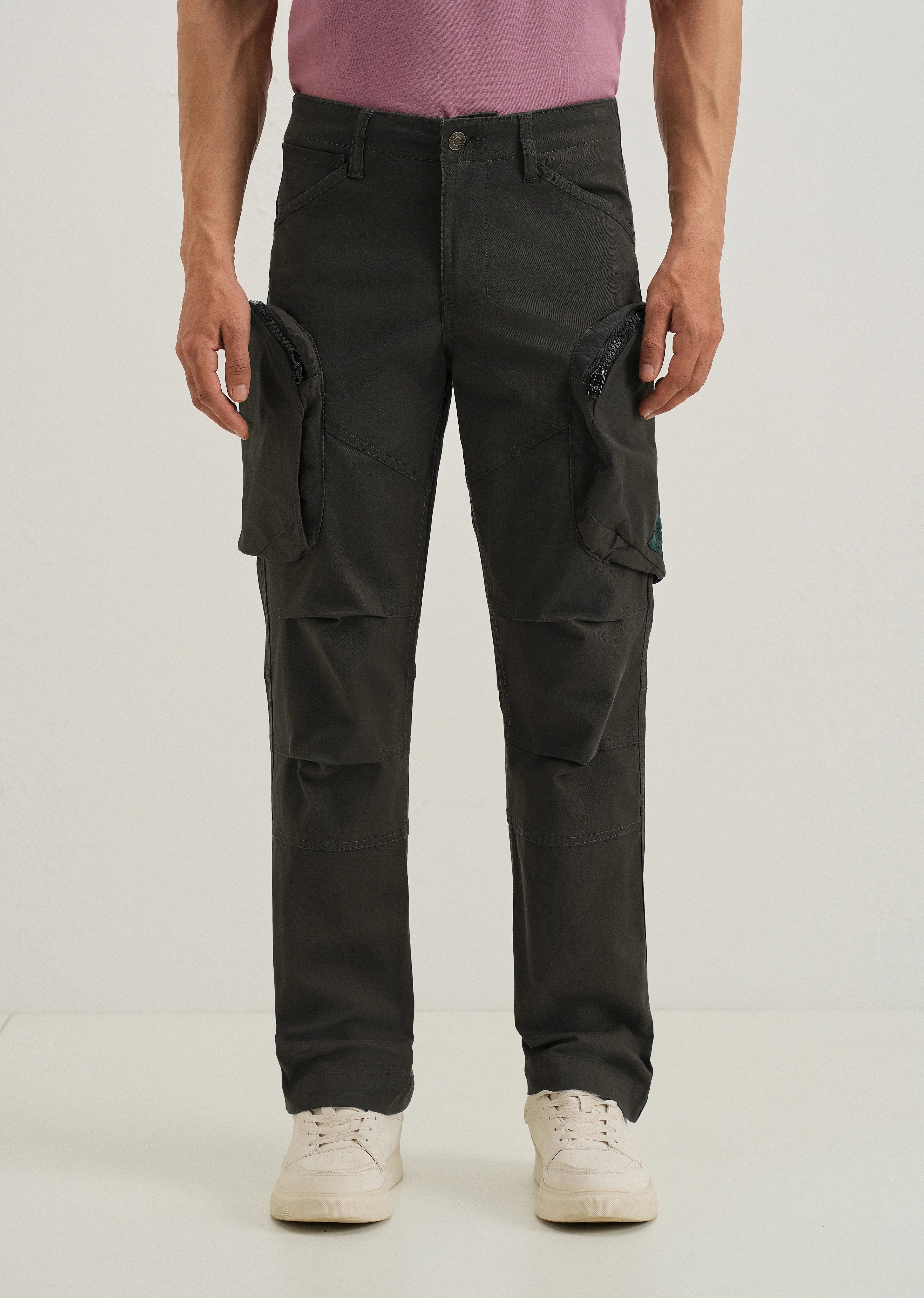 Pine Green Zipper Cargo Pant - Image 3