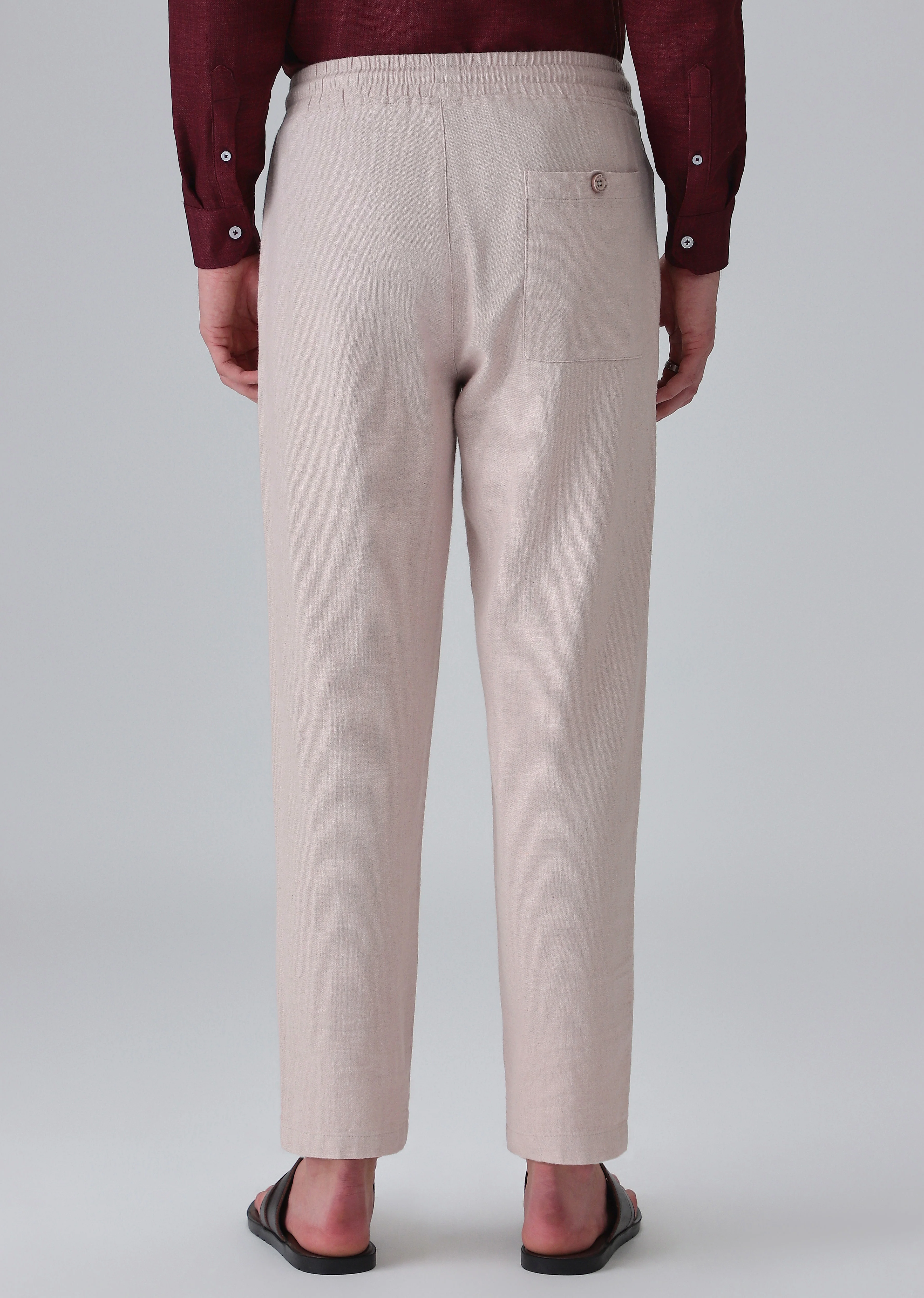 Pink Beige Drawstring Linen Pant - Image 2