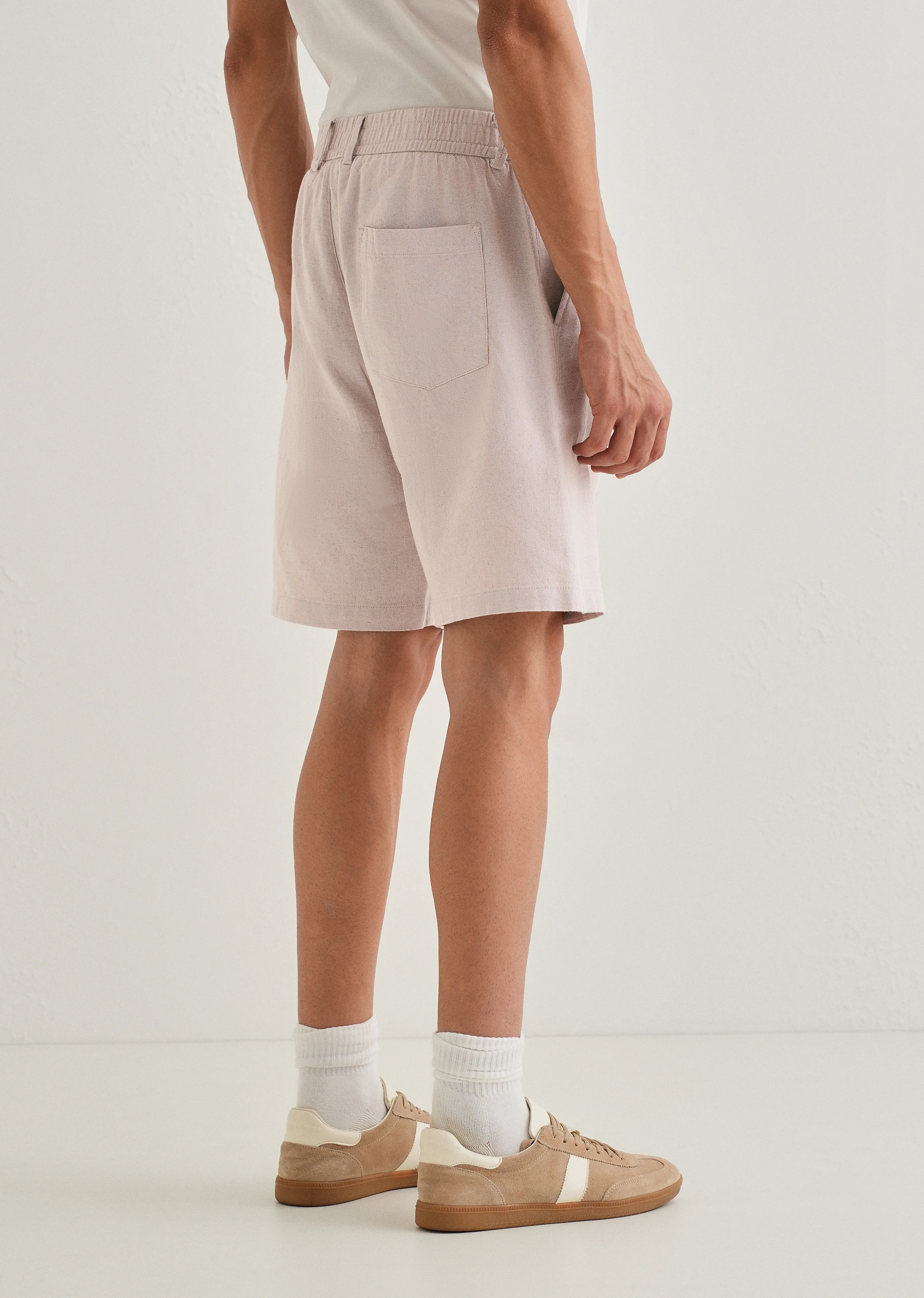 Pink Beige Linen Shorts - Image 2