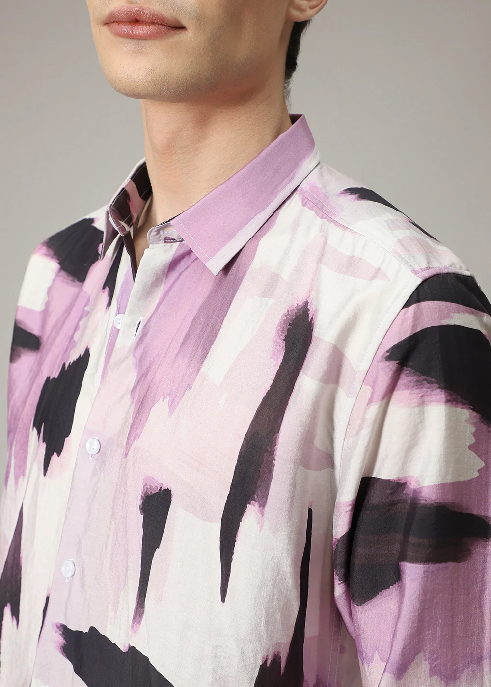 Pink Brush Stroke Print Shirt - Image 2