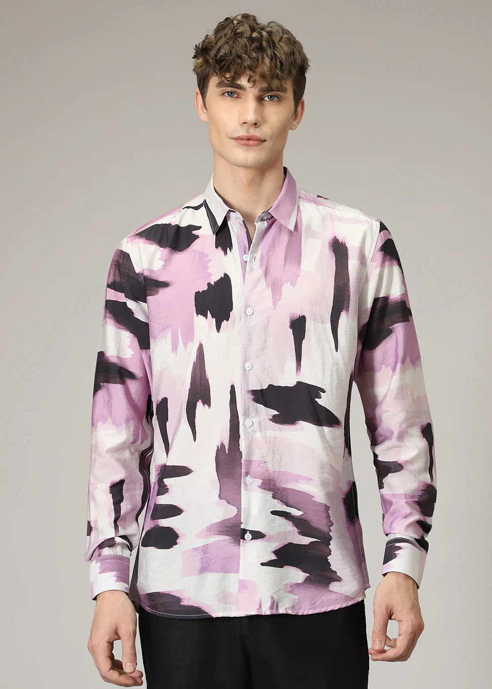 Pink Brush Stroke Print Shirt - Image 3