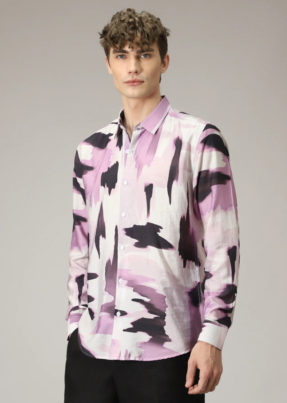 Pink Brush Stroke Print Shirt - Image 5