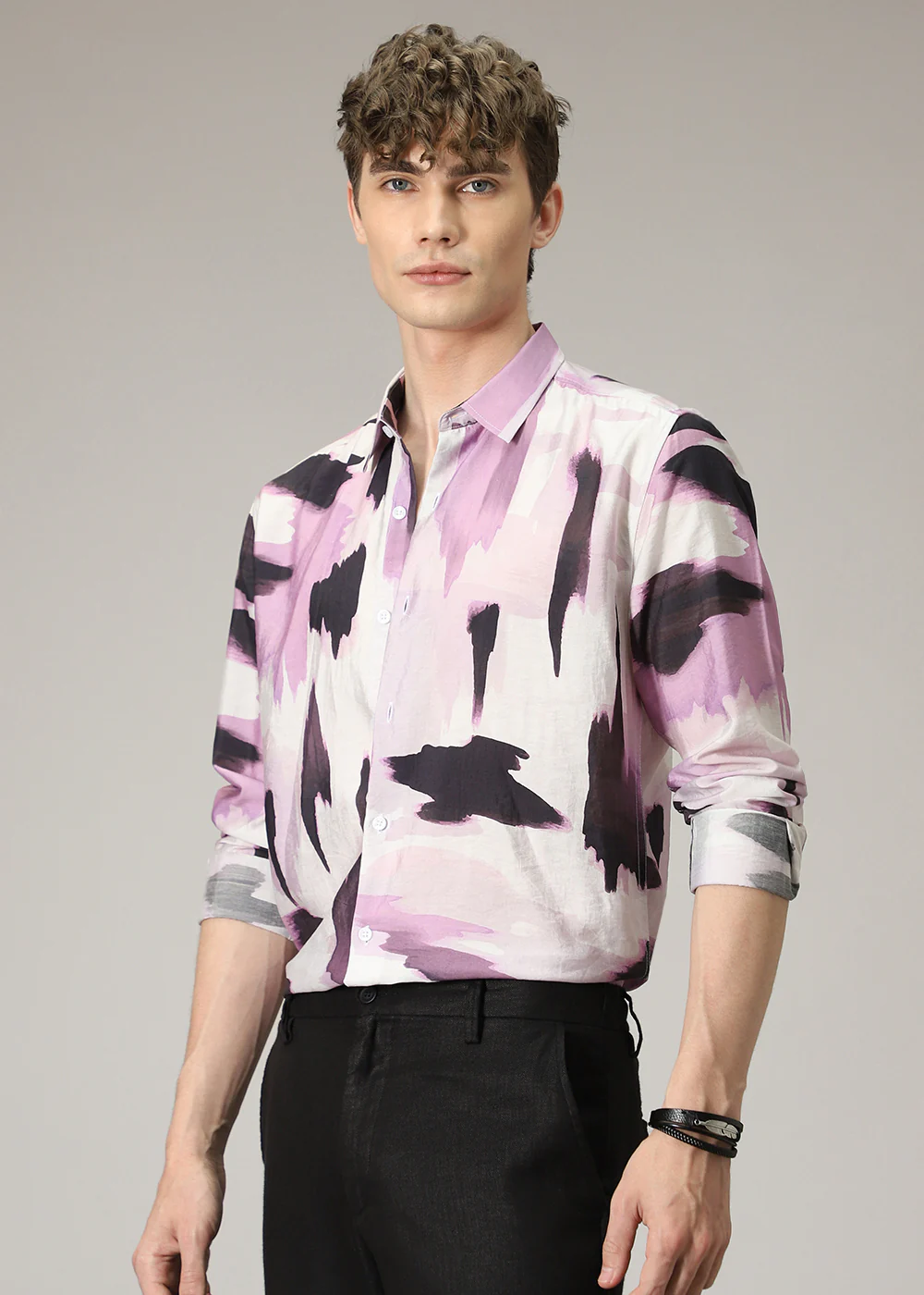 Pink Brush Stroke Print Shirt - Image 7
