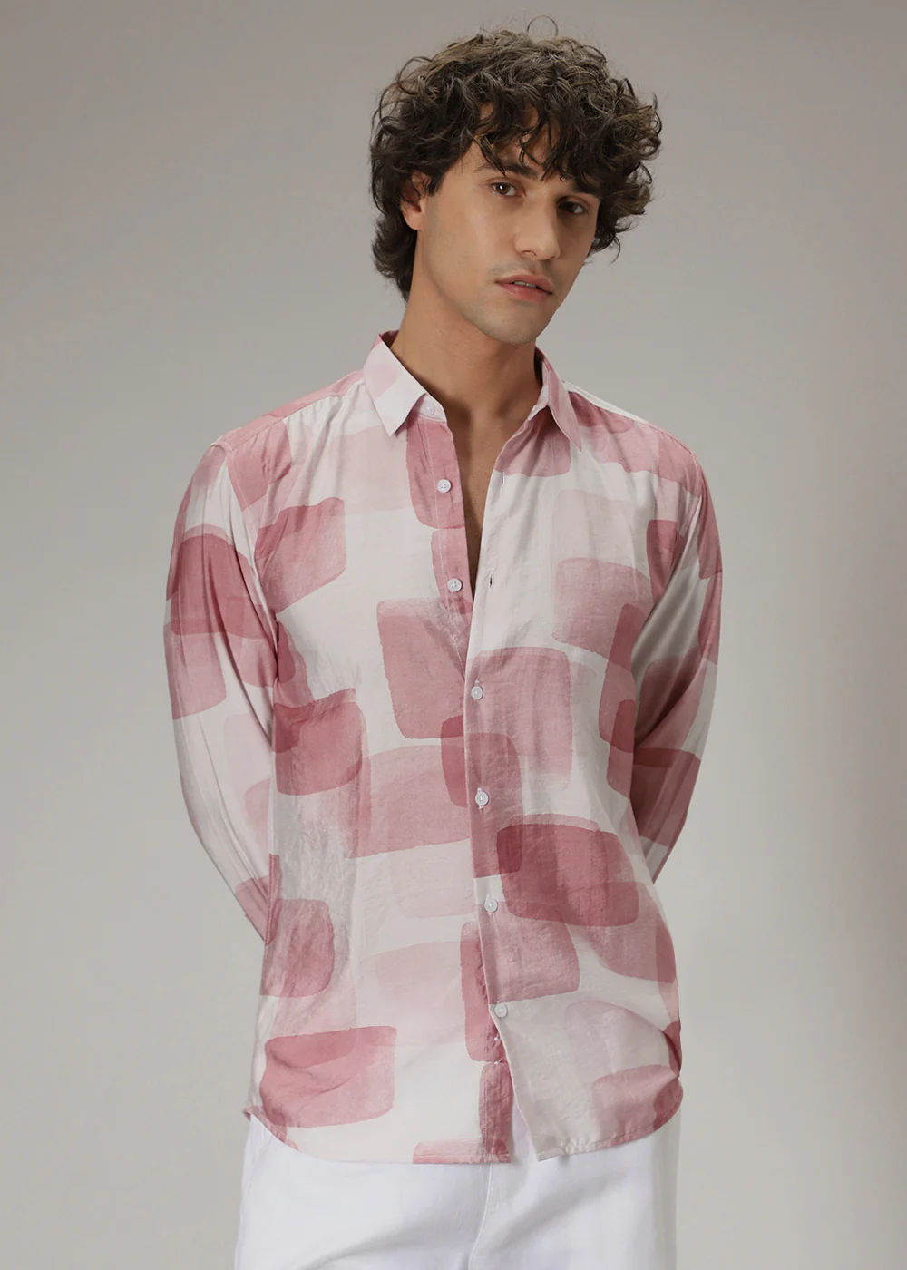 Pink Brush Wash Print Shirt - Image 3