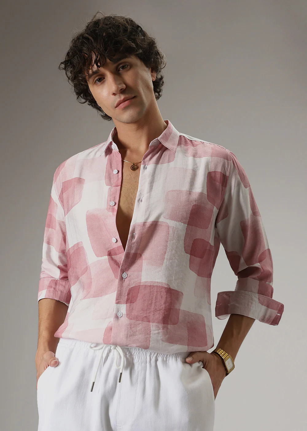 Pink Brush Wash Print Shirt - Image 5
