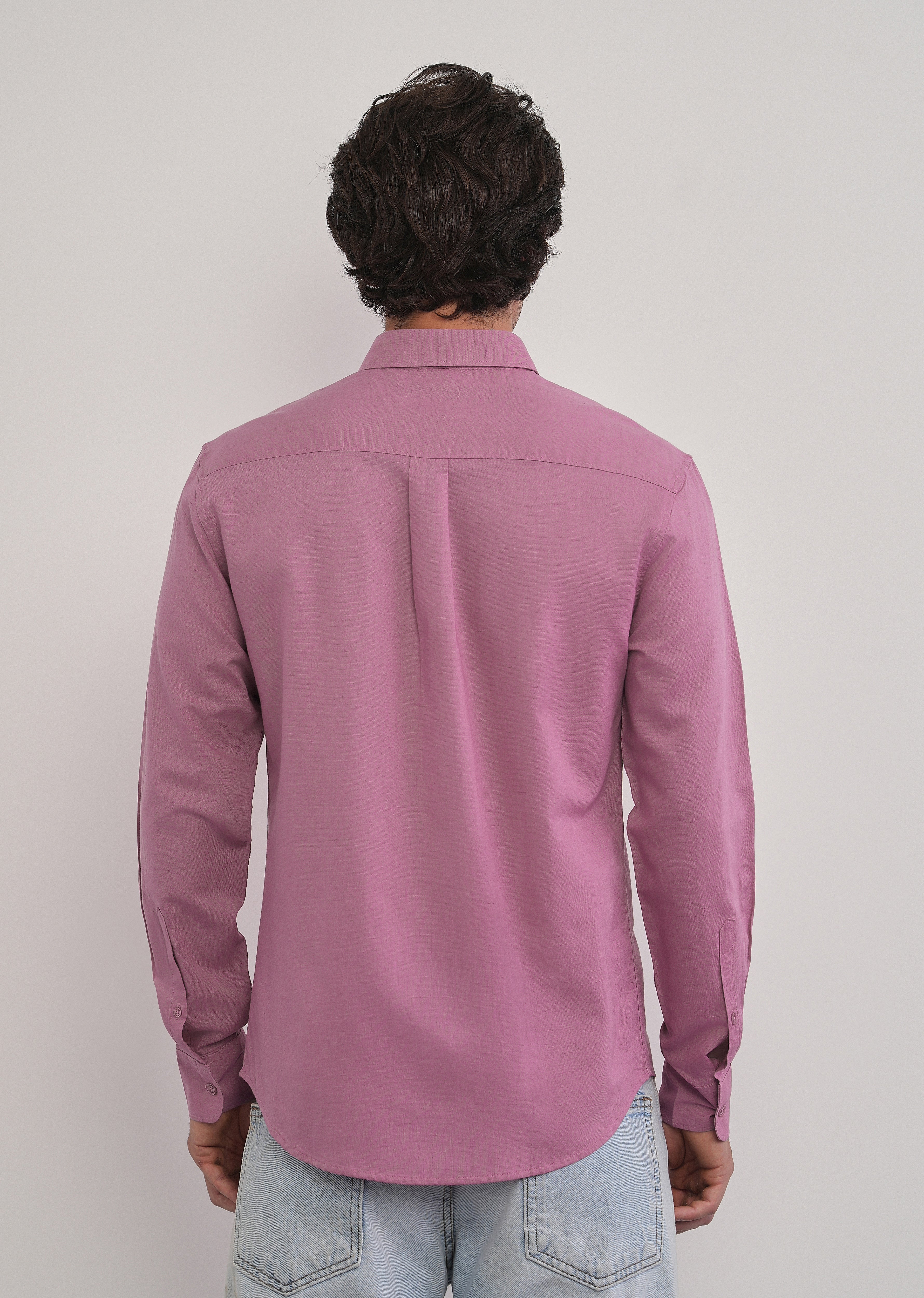 Pink Cotton Linen Plain Shirt - Image 2