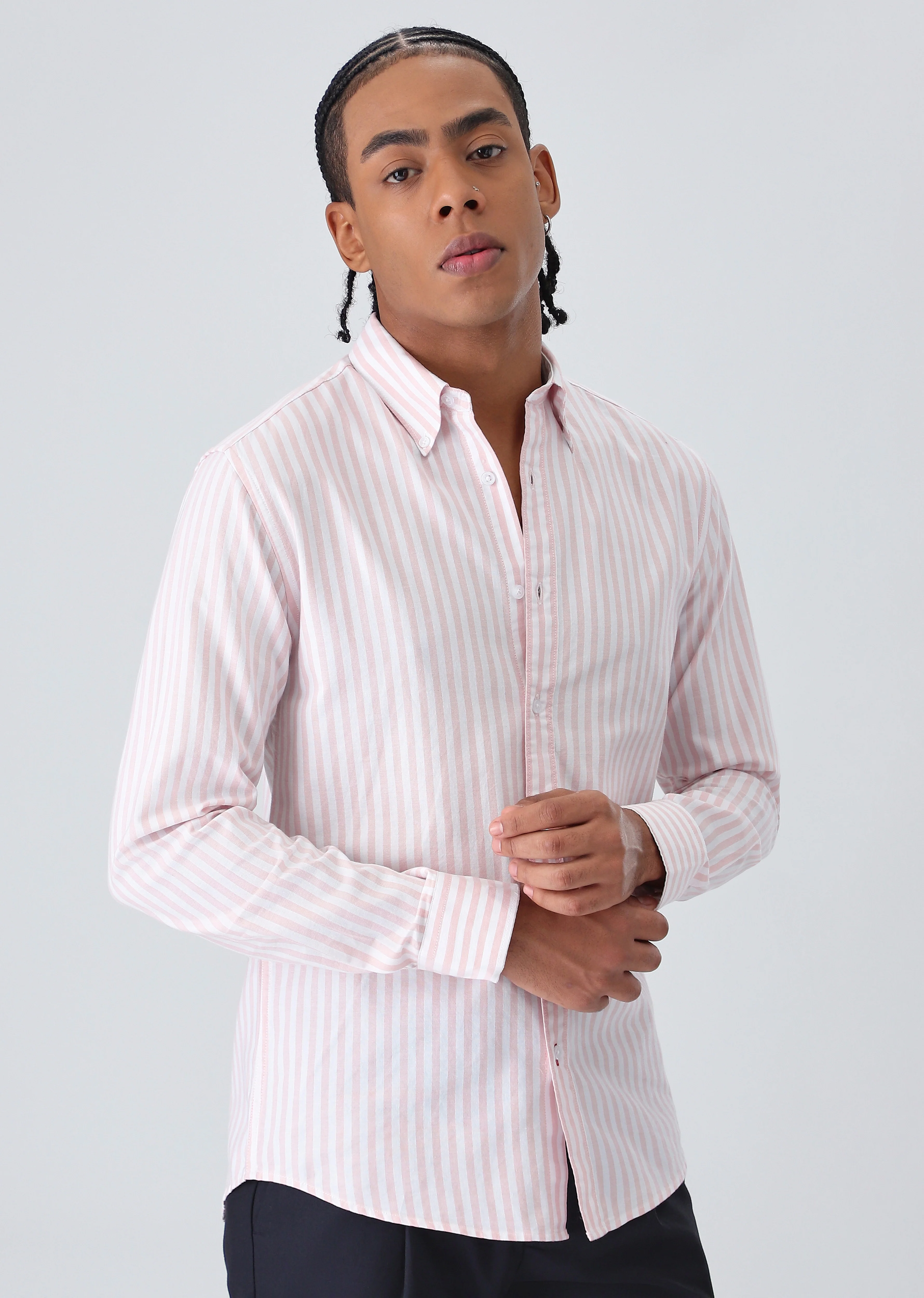 Pink Cotton Oxford Stripe Shirt - Image 5