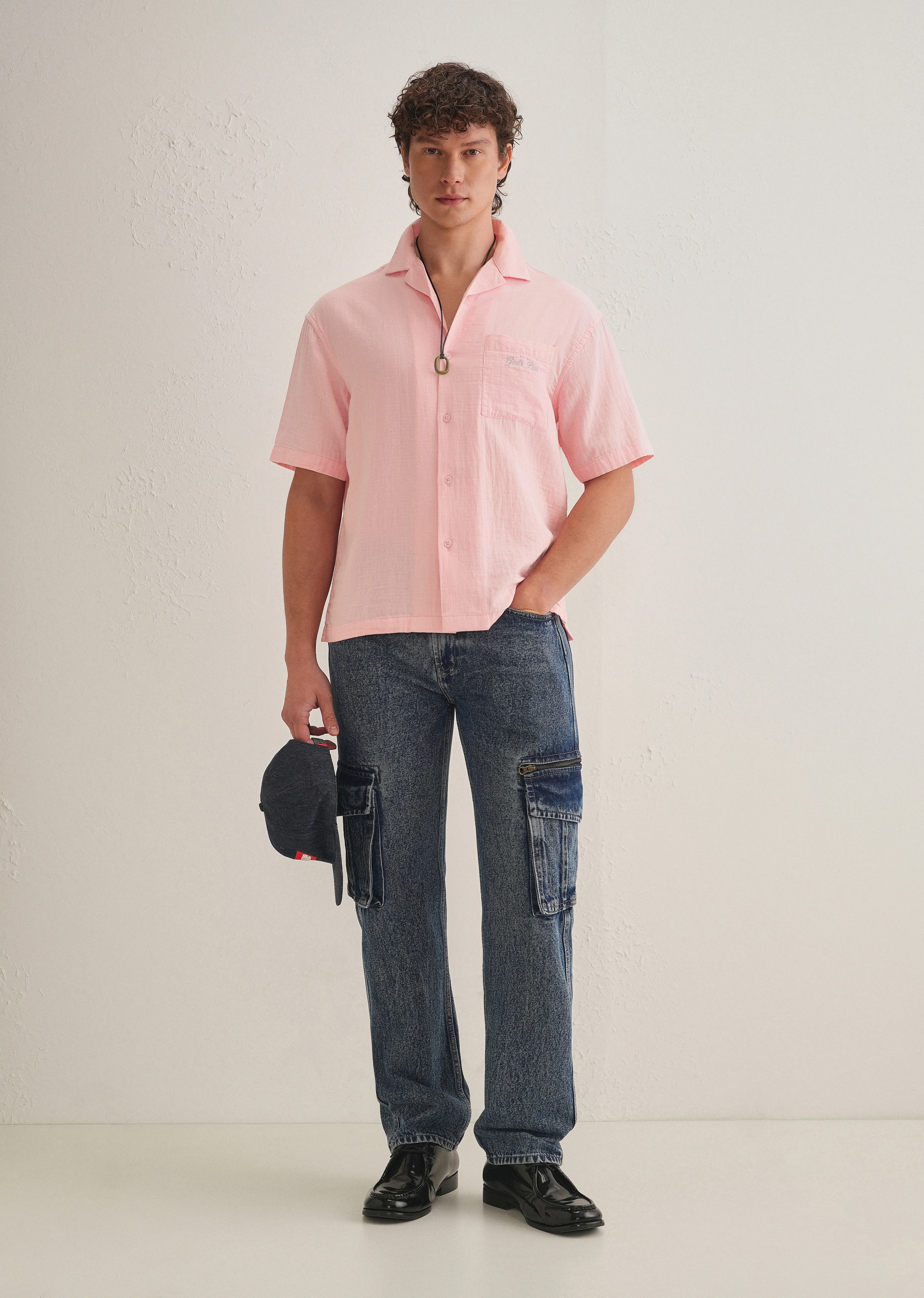Pink Embroidered Double Cloth Cotton Shirt - Image 7