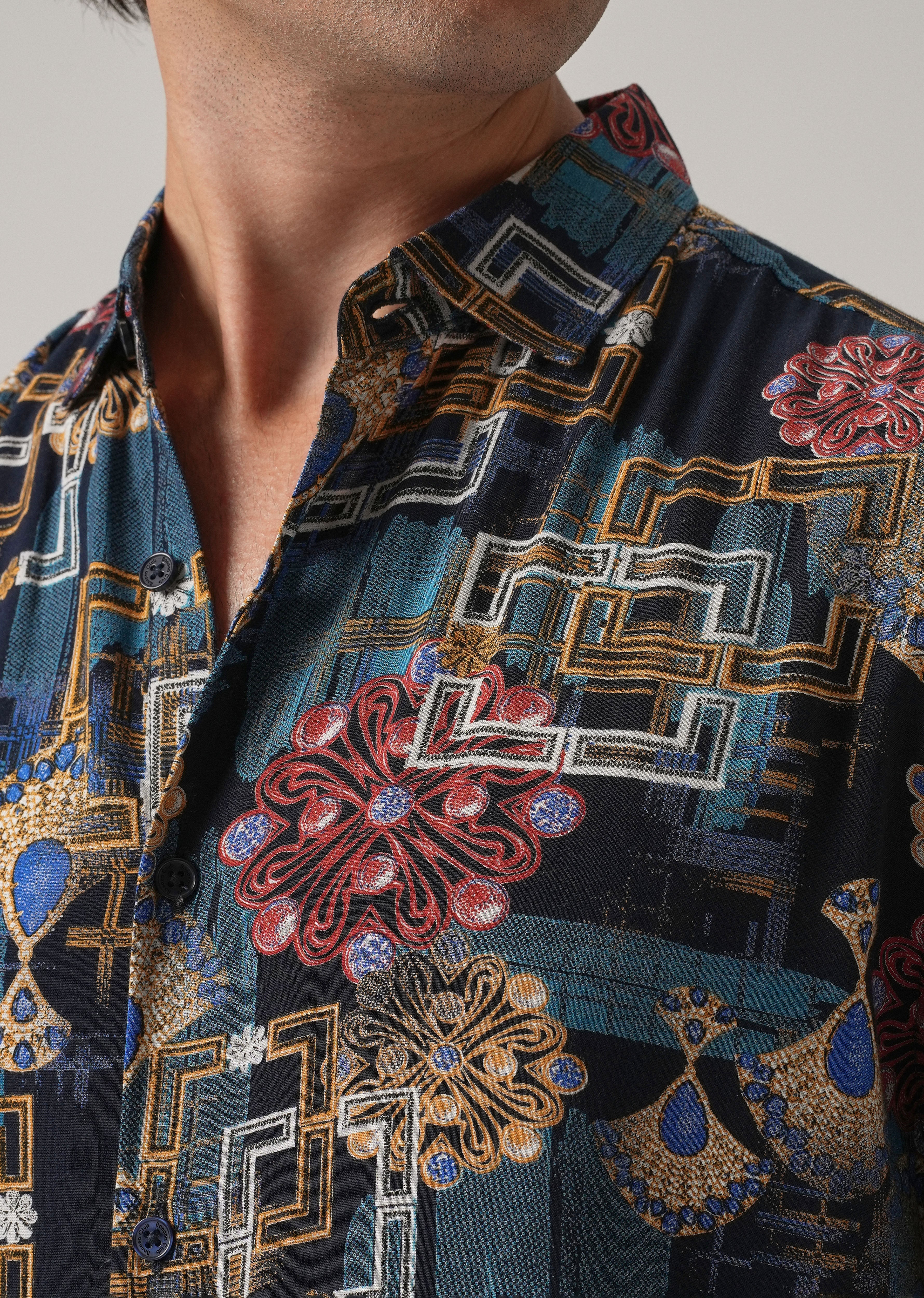 Pink Flora Grid Print Feather Shirt - Image 5