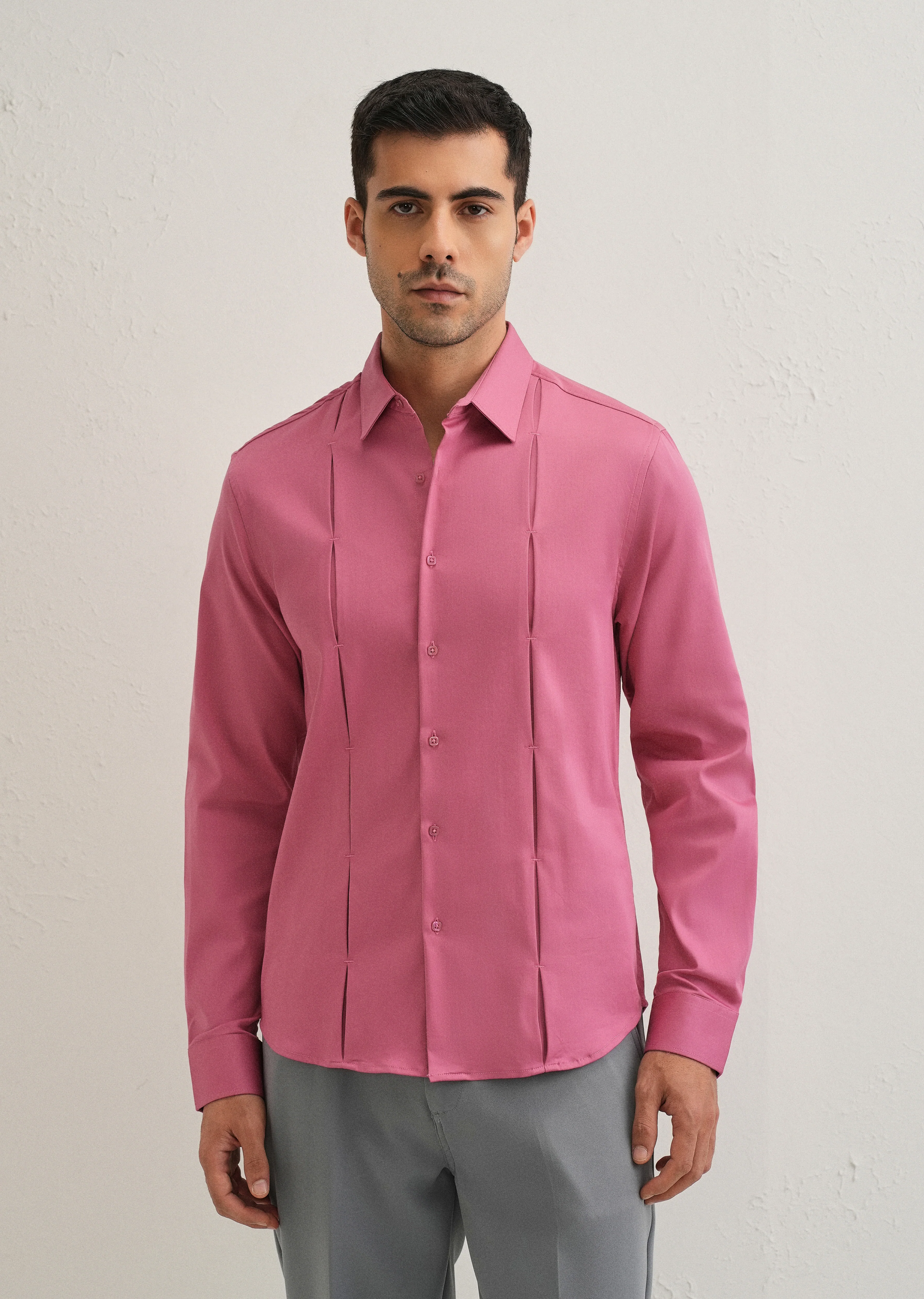 Pink Front Panel Open Pleat Shirt - Image 3