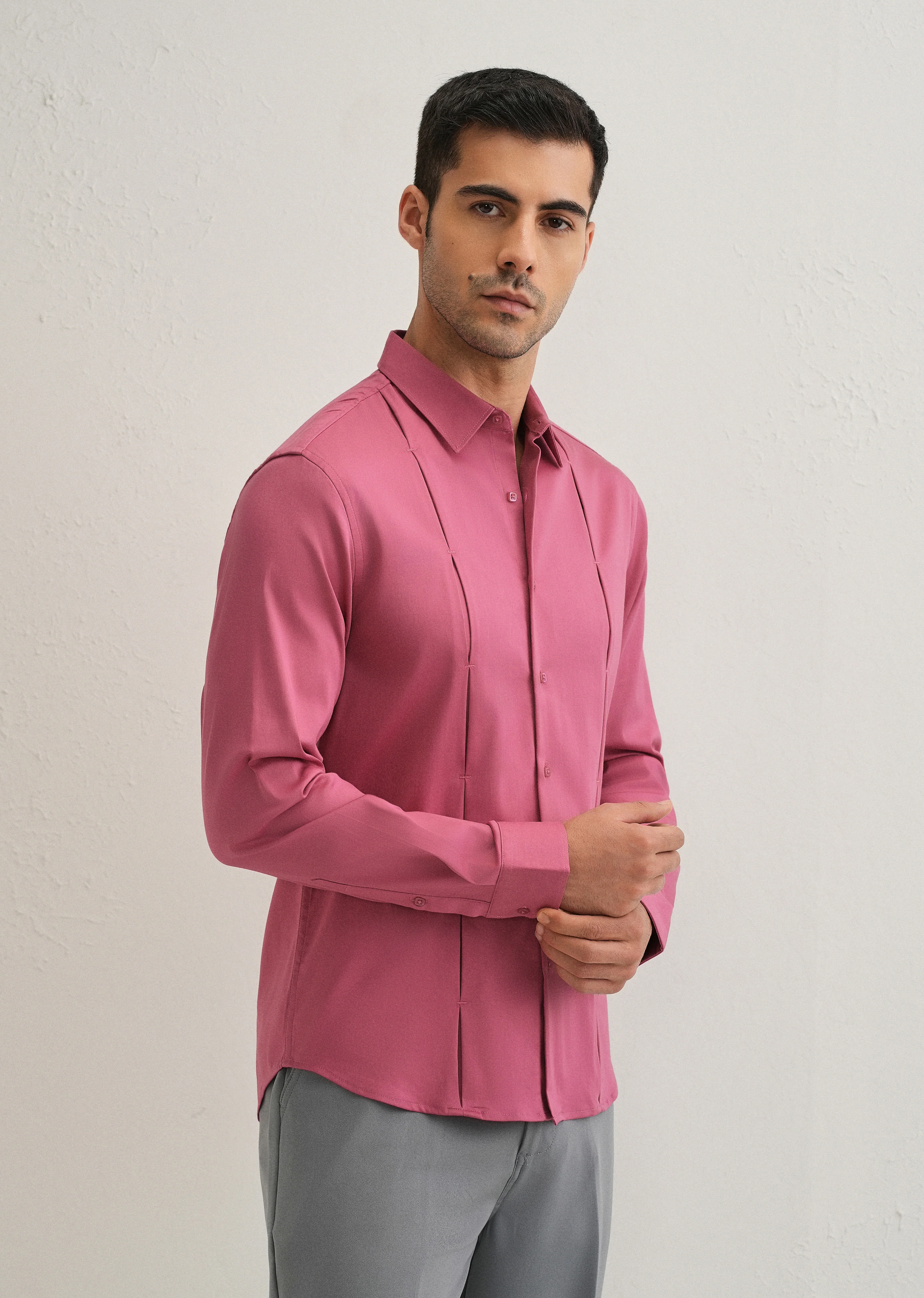 Pink Front Panel Open Pleat Shirt - Image 4