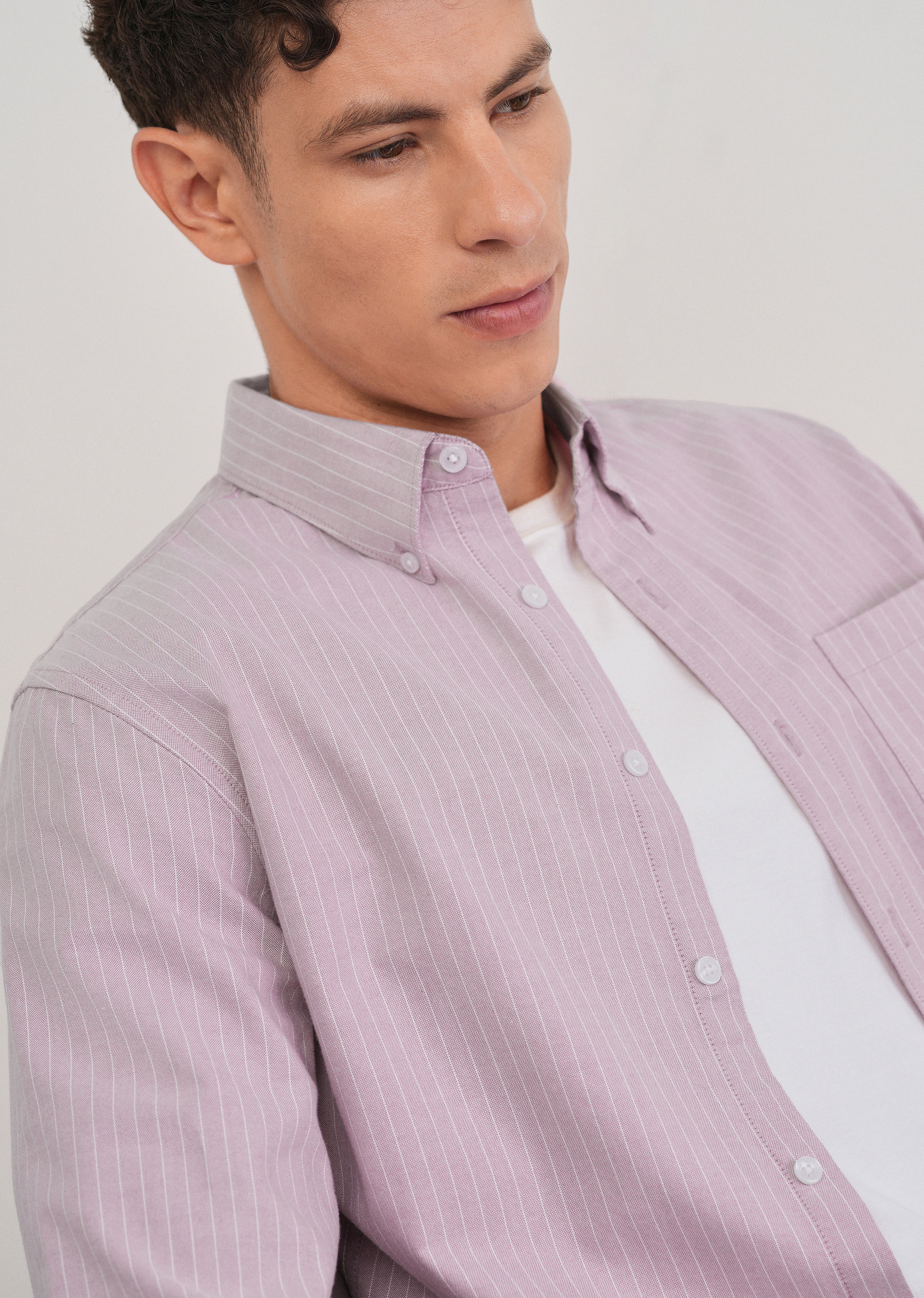 Pink Pinstripe Cotton Shirt - Image 6