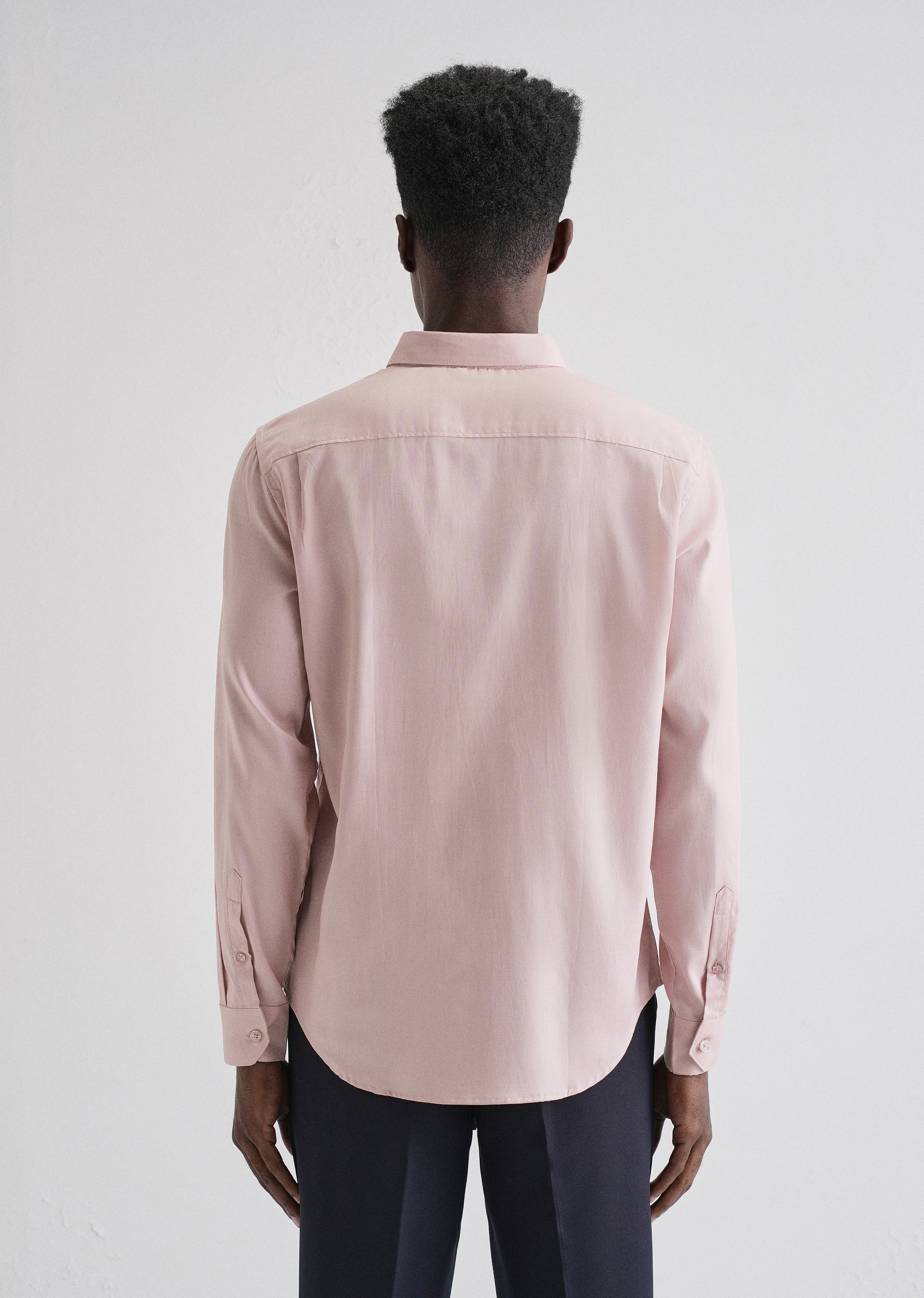 Pink Plain Blended Cotton Regular Fit Shirt - Image 2
