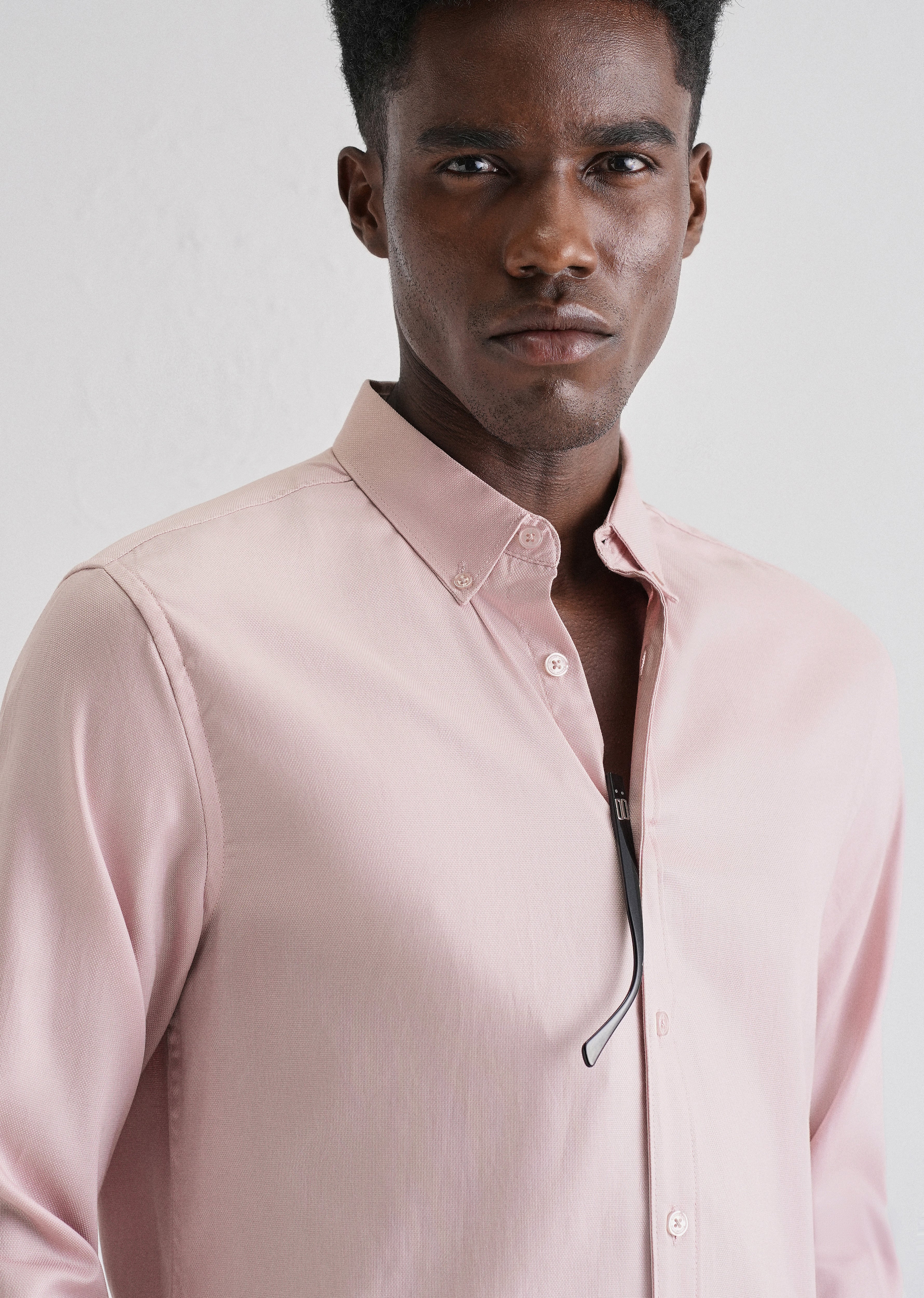 Pink Plain Blended Cotton Regular Fit Shirt - Image 5