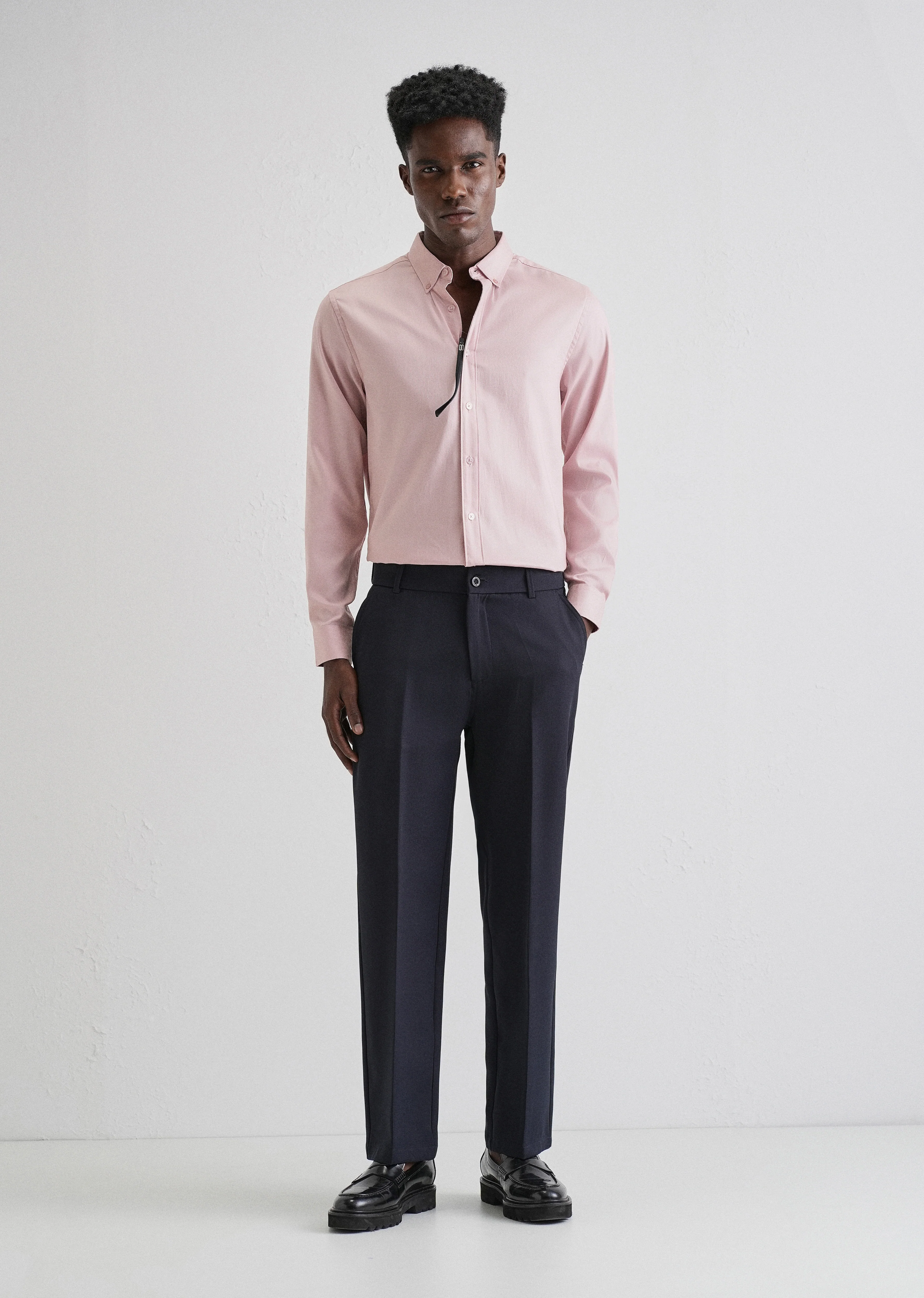 Pink Plain Blended Cotton Regular Fit Shirt - Image 6
