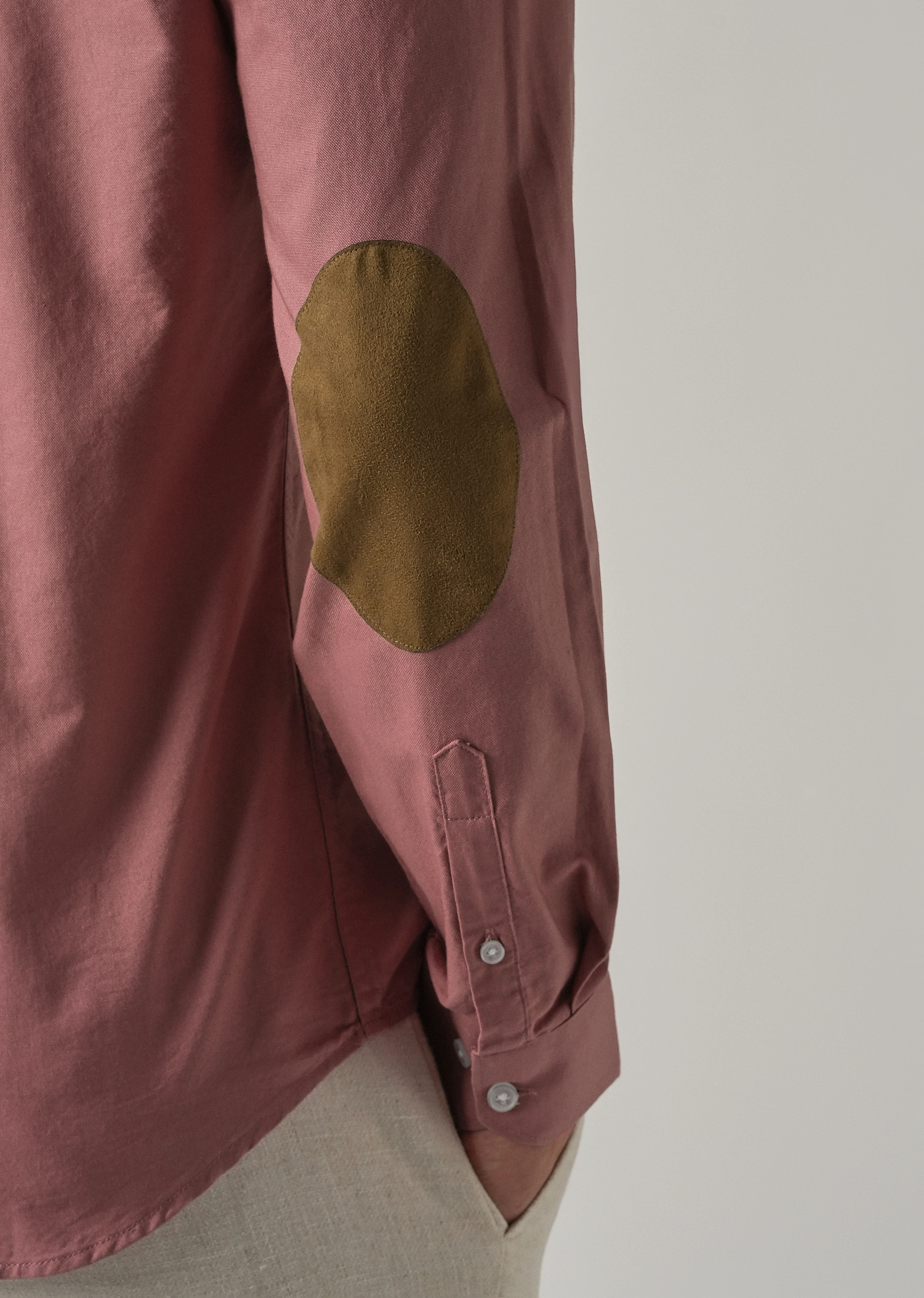 Pink Plain Elbow Patch Oxford Shirt - Image 2