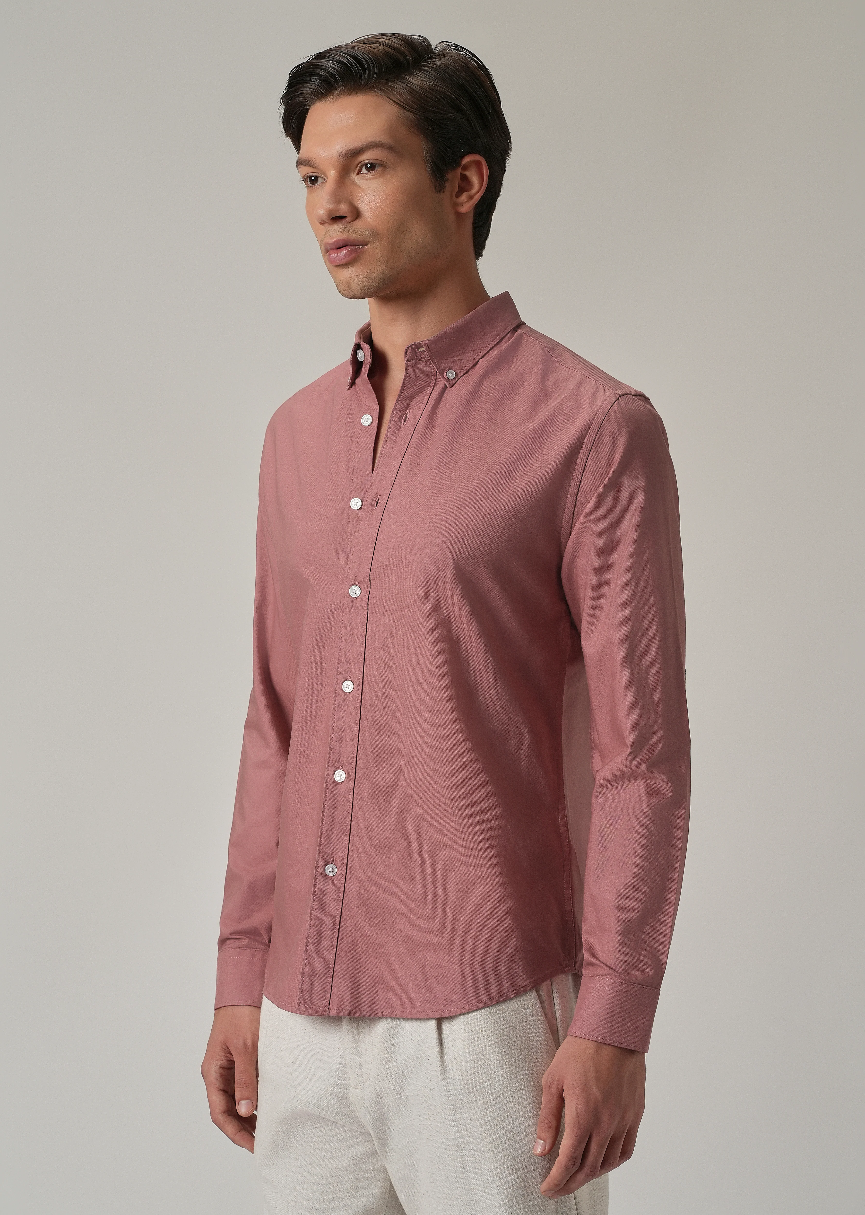 Pink Plain Elbow Patch Oxford Shirt - Image 5