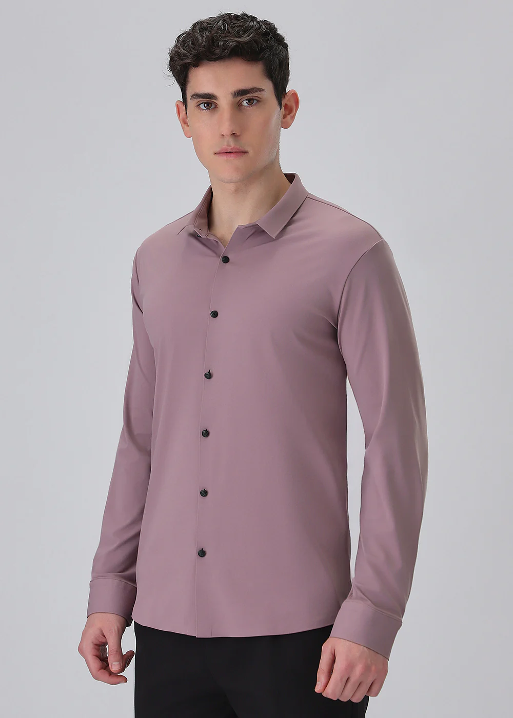 Pink Plain Stitchless Stretch Shirt - Image 4