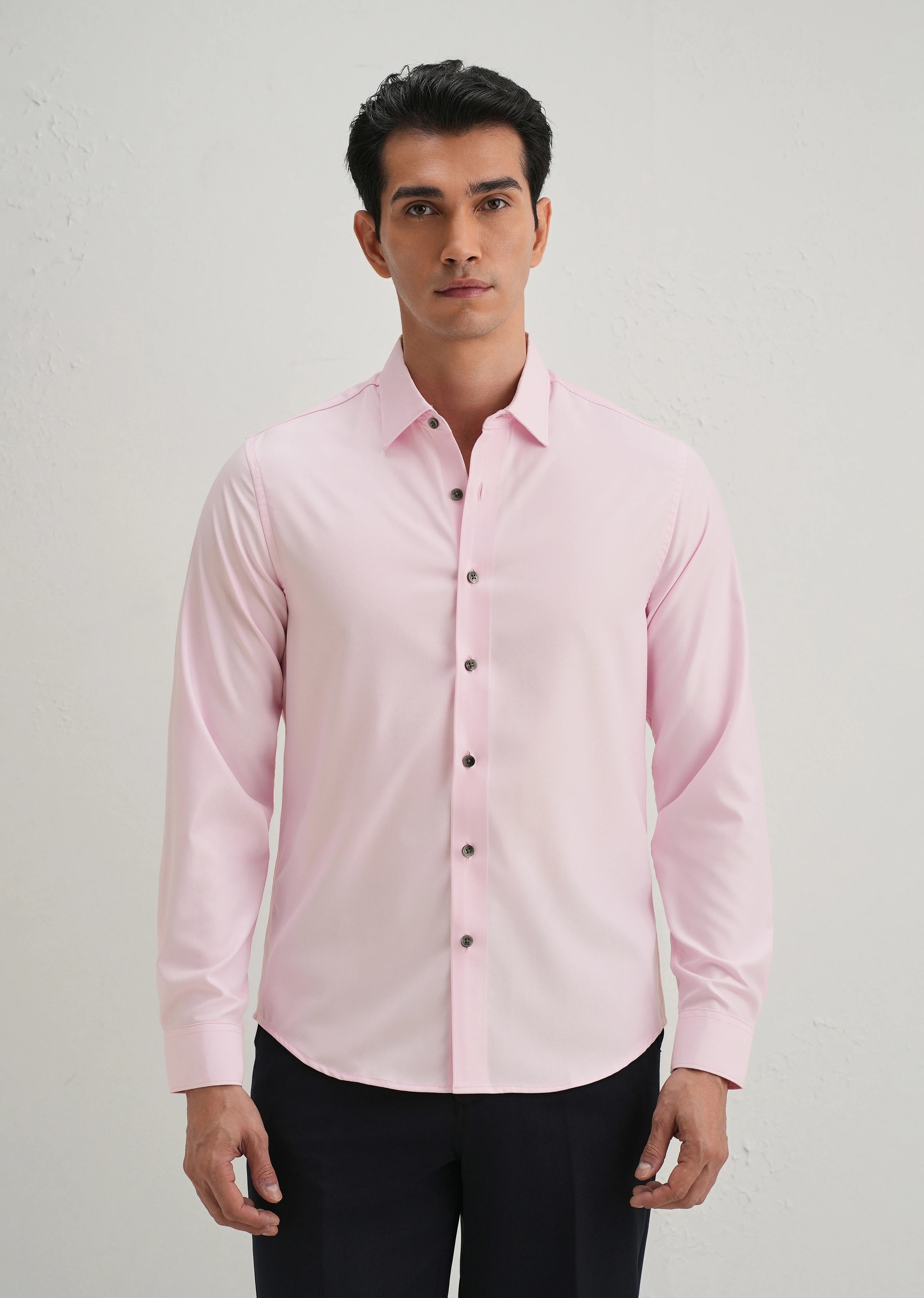 Pink Stitchless Placket Premium Wrinkle-Free Shirt - Image 4