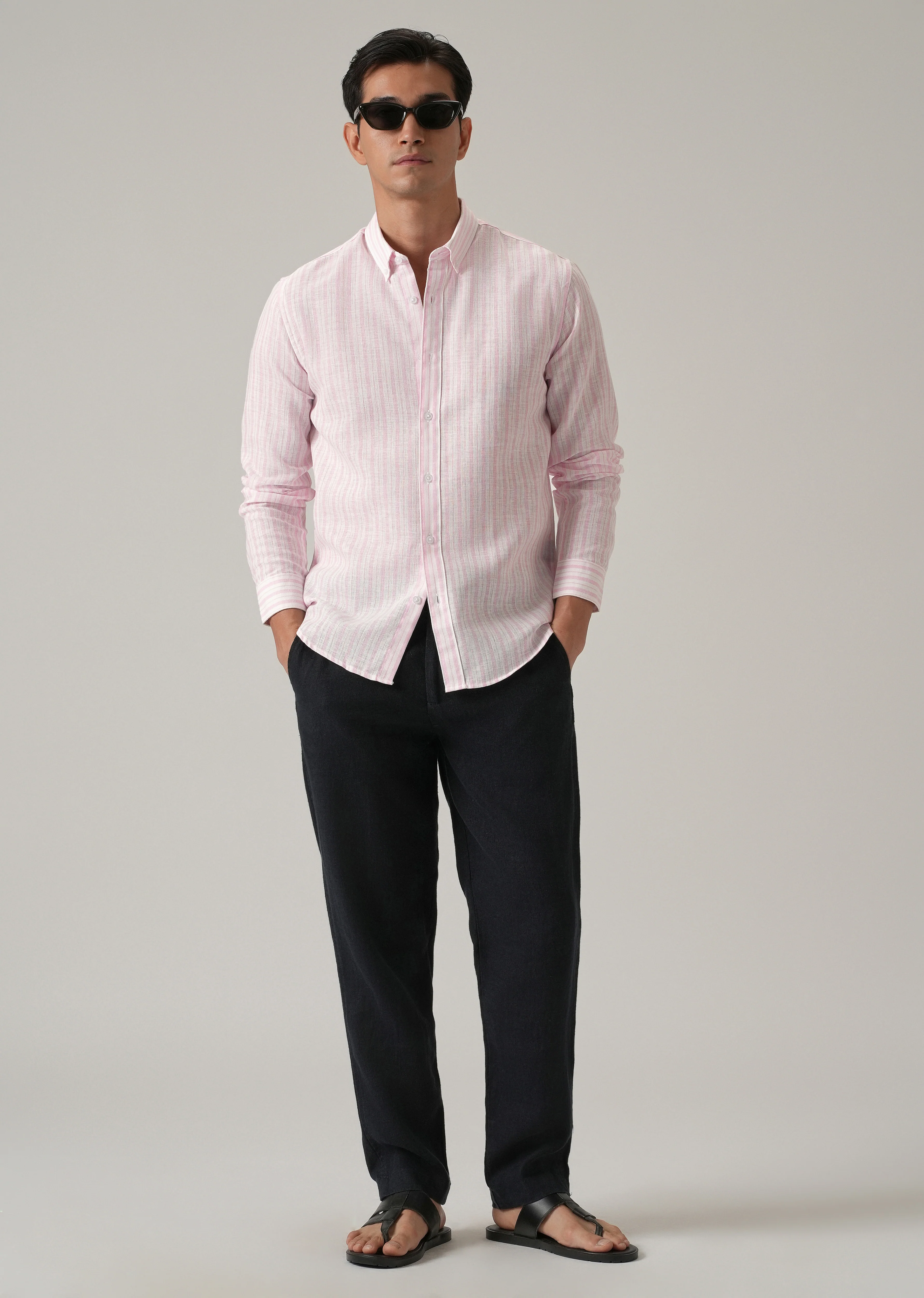 Pink Stripe Linen Shirt - Image 6
