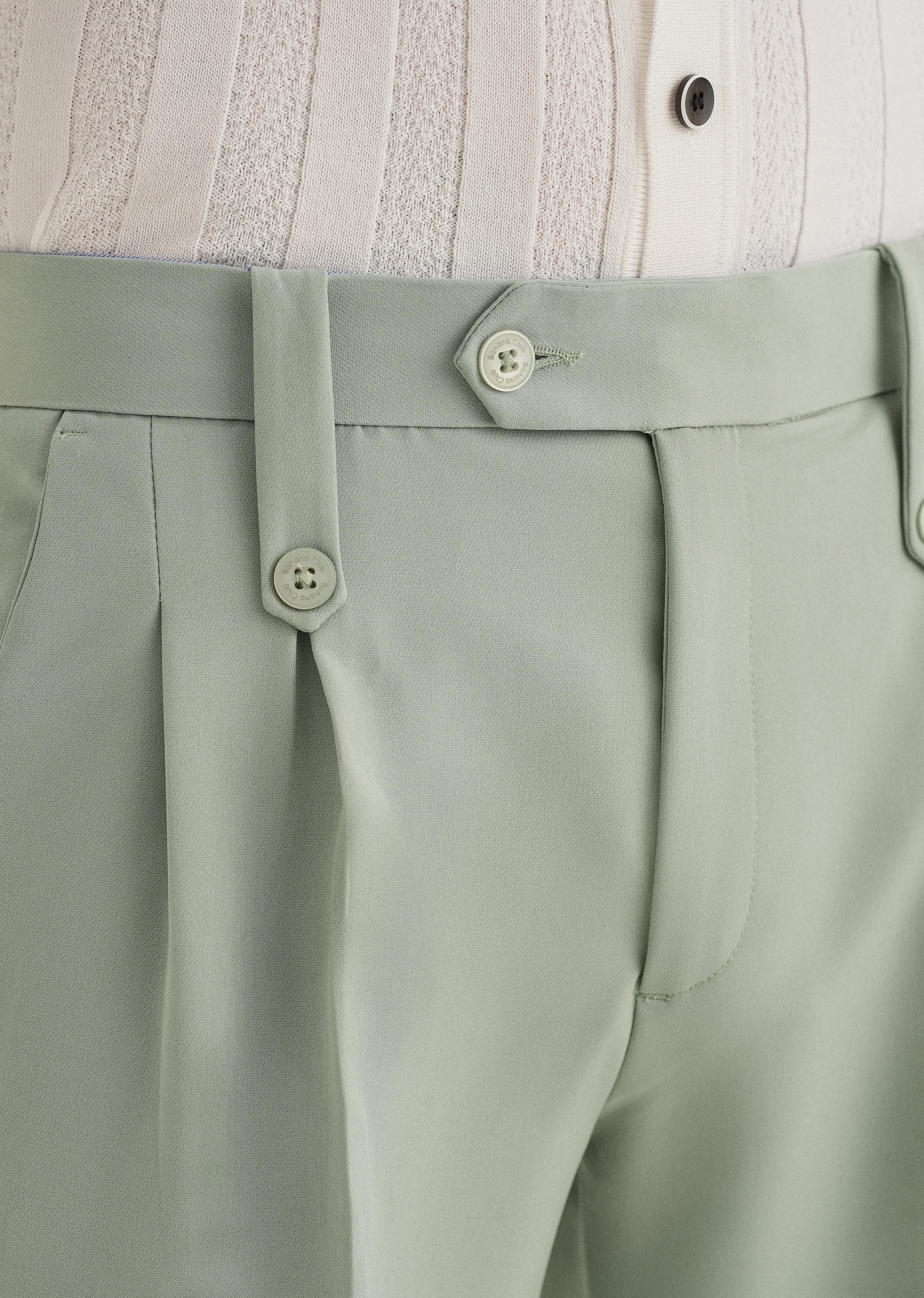 Pistachio Green Button-Tab Pleat Trouser - Image 5