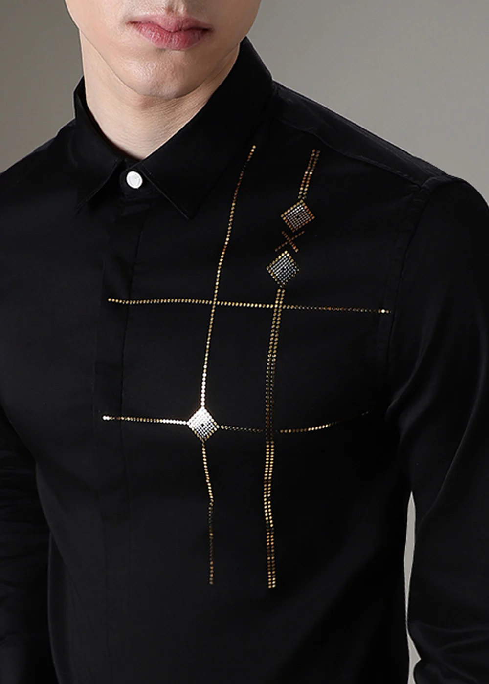 Plaid Diamond Black Designer Shirt - Image 2