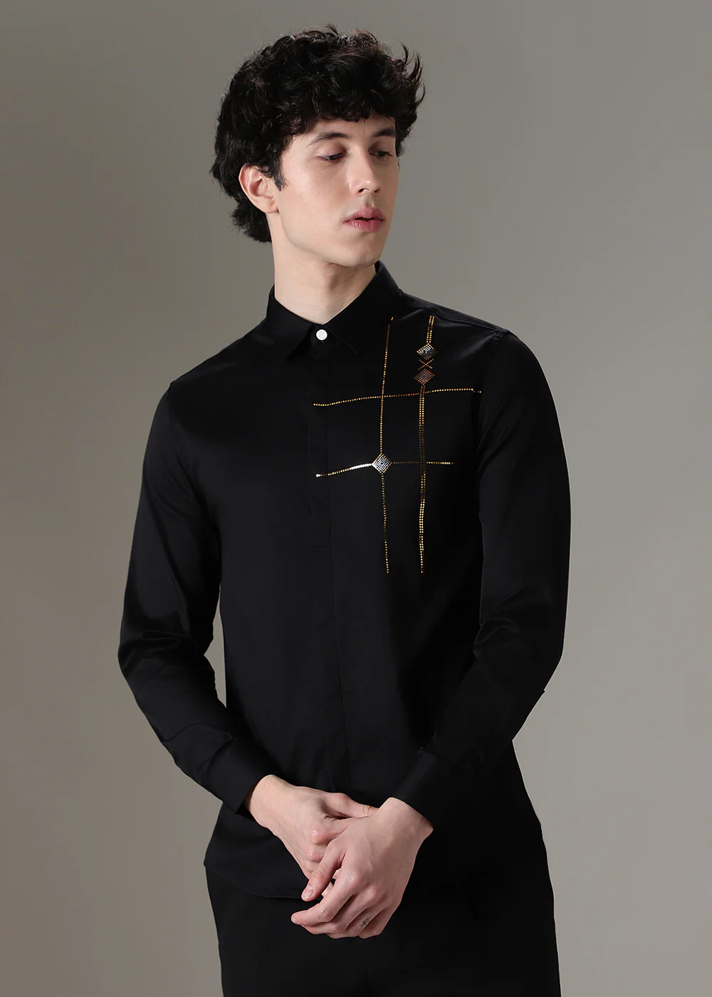 Plaid Diamond Black Designer Shirt - Image 3